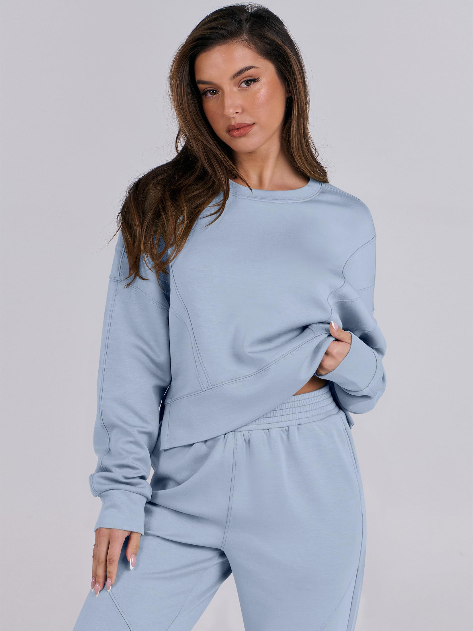 ANRABESS Women's Two Piece Sweatsuit Set - Cropped Sweatshirt & Joggers Sweatpants, Casual Lounge Wear, Fall Tracksuit Outfit 2024 | Perfect for Gym, Yoga, Running, and Everyday Comfort
