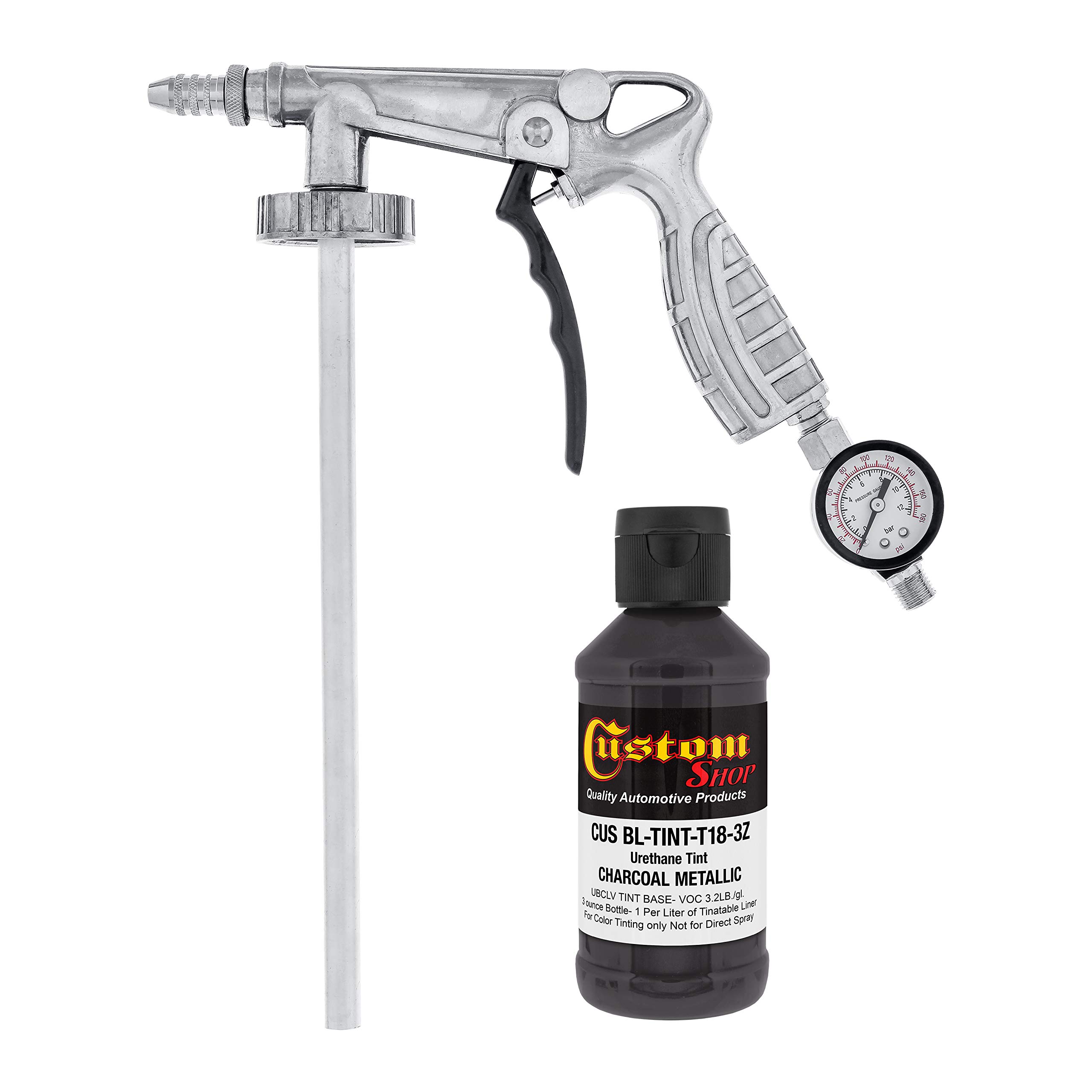 Custom Shop Charcoal Metallic Urethane Spray-On Truck Bed Liner Kit with Spray Gun & Regulator - 6 Liters (1.6 Gallon) | DIY Vehicle Protection for Pickup Trucks, SUVs & Trailers