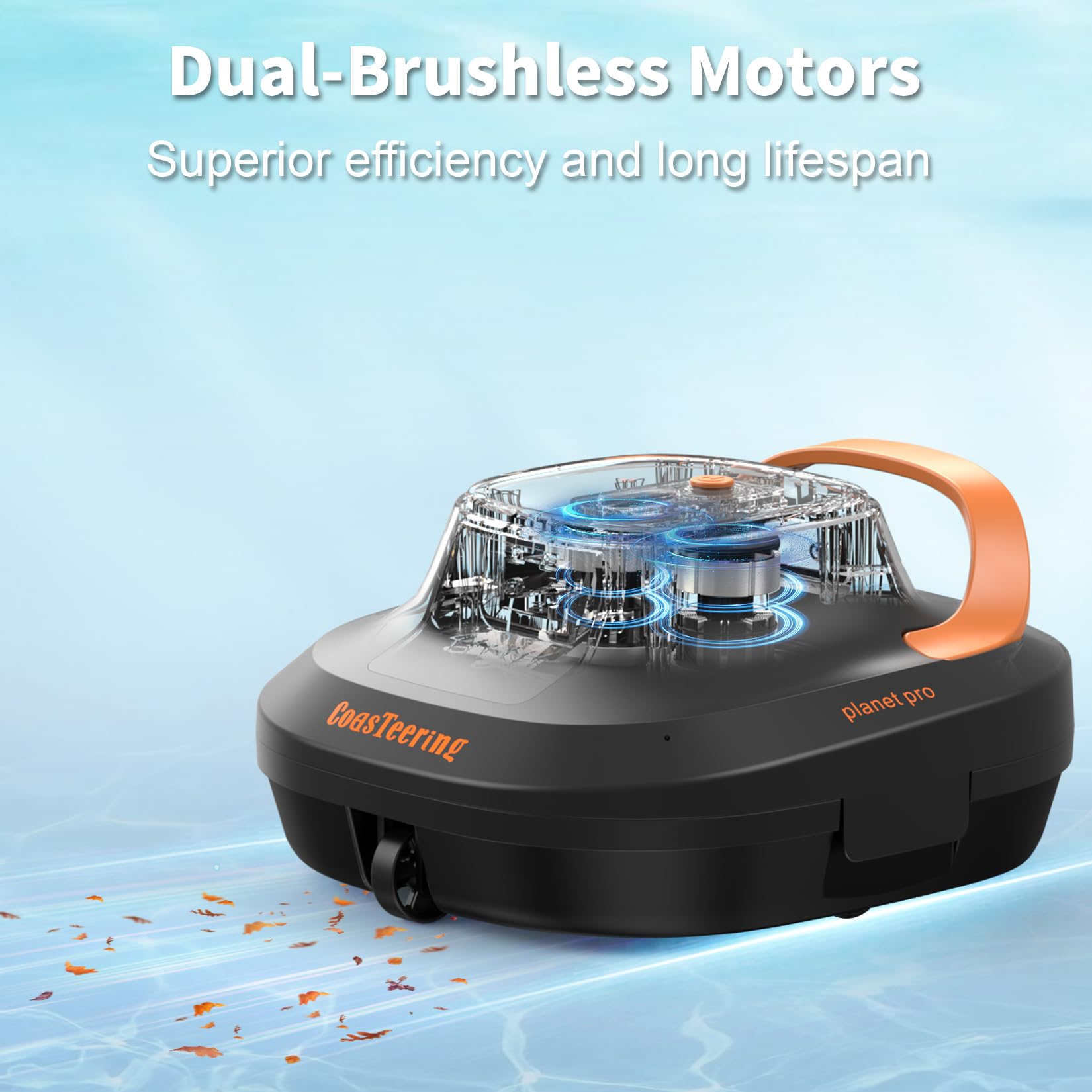 Robotic Pool Vacuum for Above Ground Pools - Cordless, 120 Min Runtime, Dual Brushless Motors - Ideal for 1292 Sq.Ft Pools