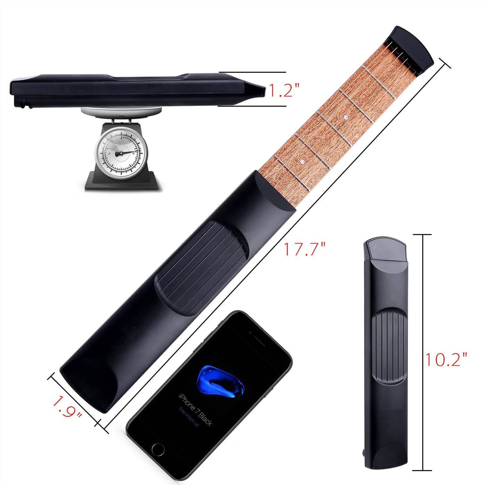 Portable 6-String Pocket Guitar - Beginner Guitar Trainer with 6 Frets, Professional Luthier Tool for Chord Practice | Perfect for Travel, Camping & On-the-Go Music Learning
