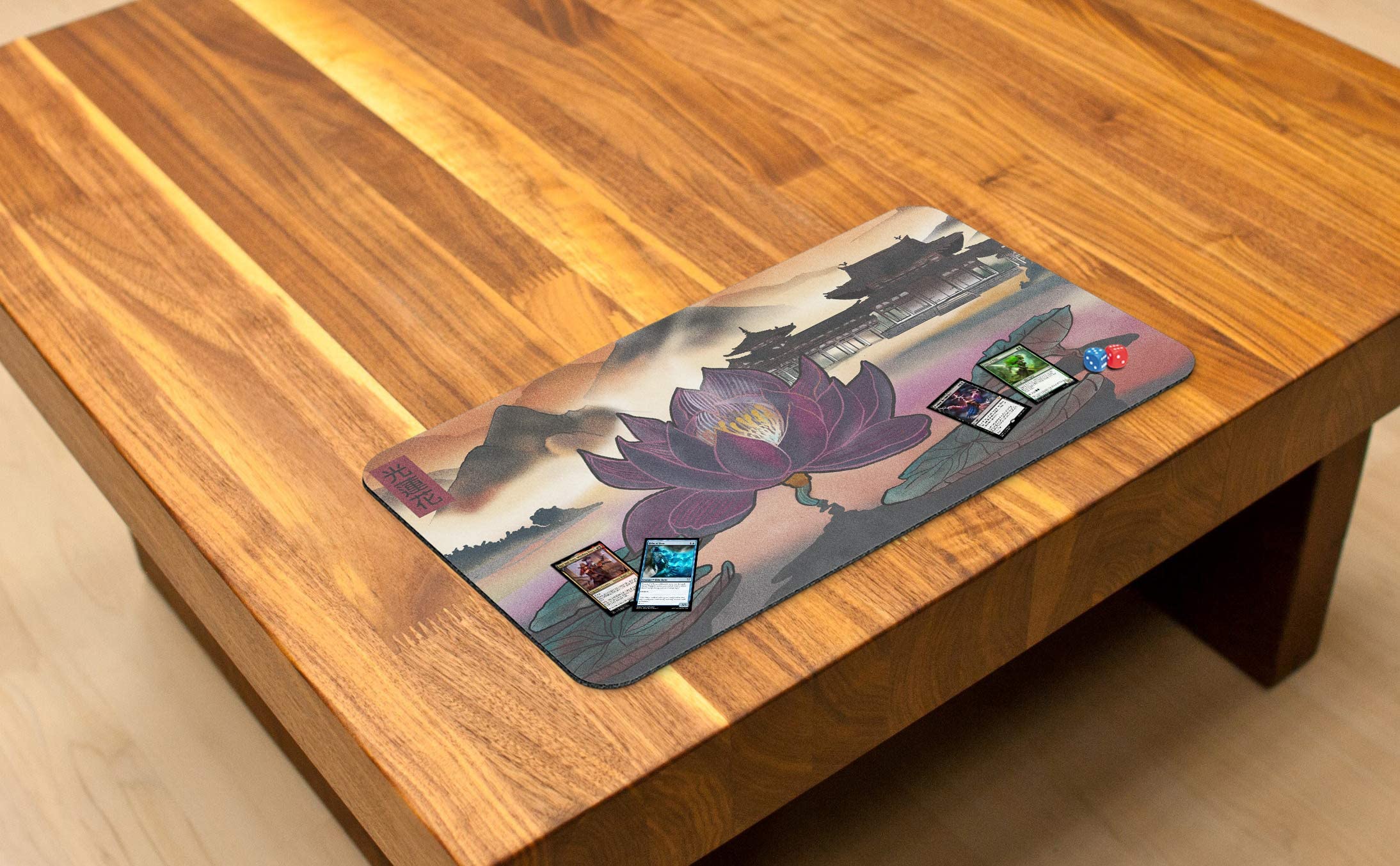 Light Lotus & MatShield Bundle - Premium MTG Playmat for Magic The Gathering, YuGiOh, Pokemon TCG - Original Art Gaming Mat with Protective Sleeve - Perfect for Card Game Tournaments, Casual Play & Collector Displays