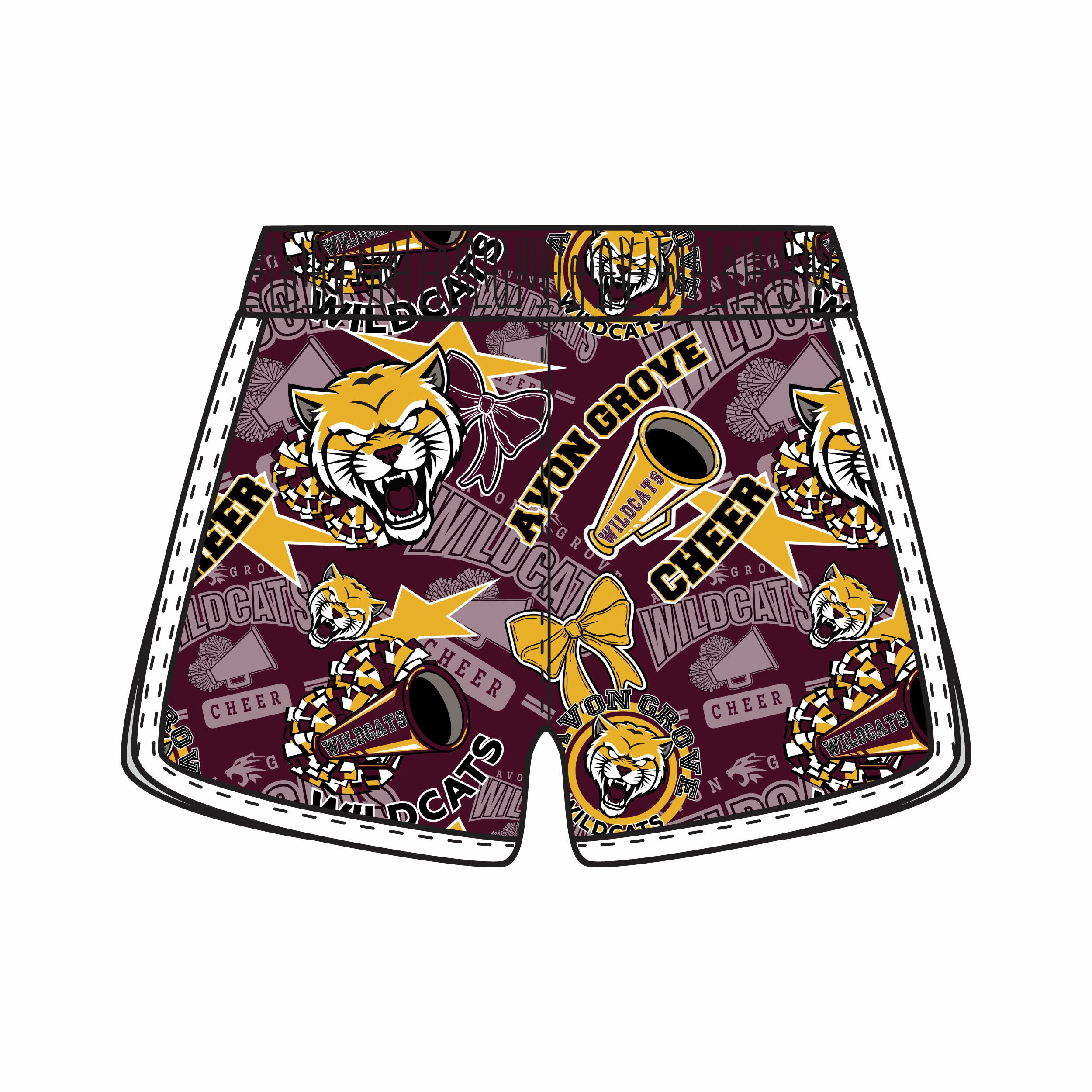 Girls & Womens Cheerleading Shorts - Avon Grove Cheer Shorts for Dance, Gymnastics & Sports Practice - Comfortable Stretch Athletic Shorts for Cheerleaders