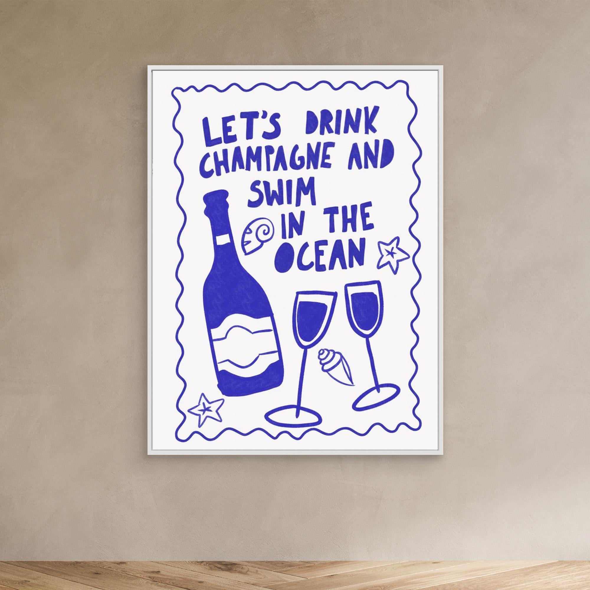 Champagne by the Ocean Canvas Print - Athene Fritsch Wall Art - Perfect for Beach House Decor & Coastal Living Room
