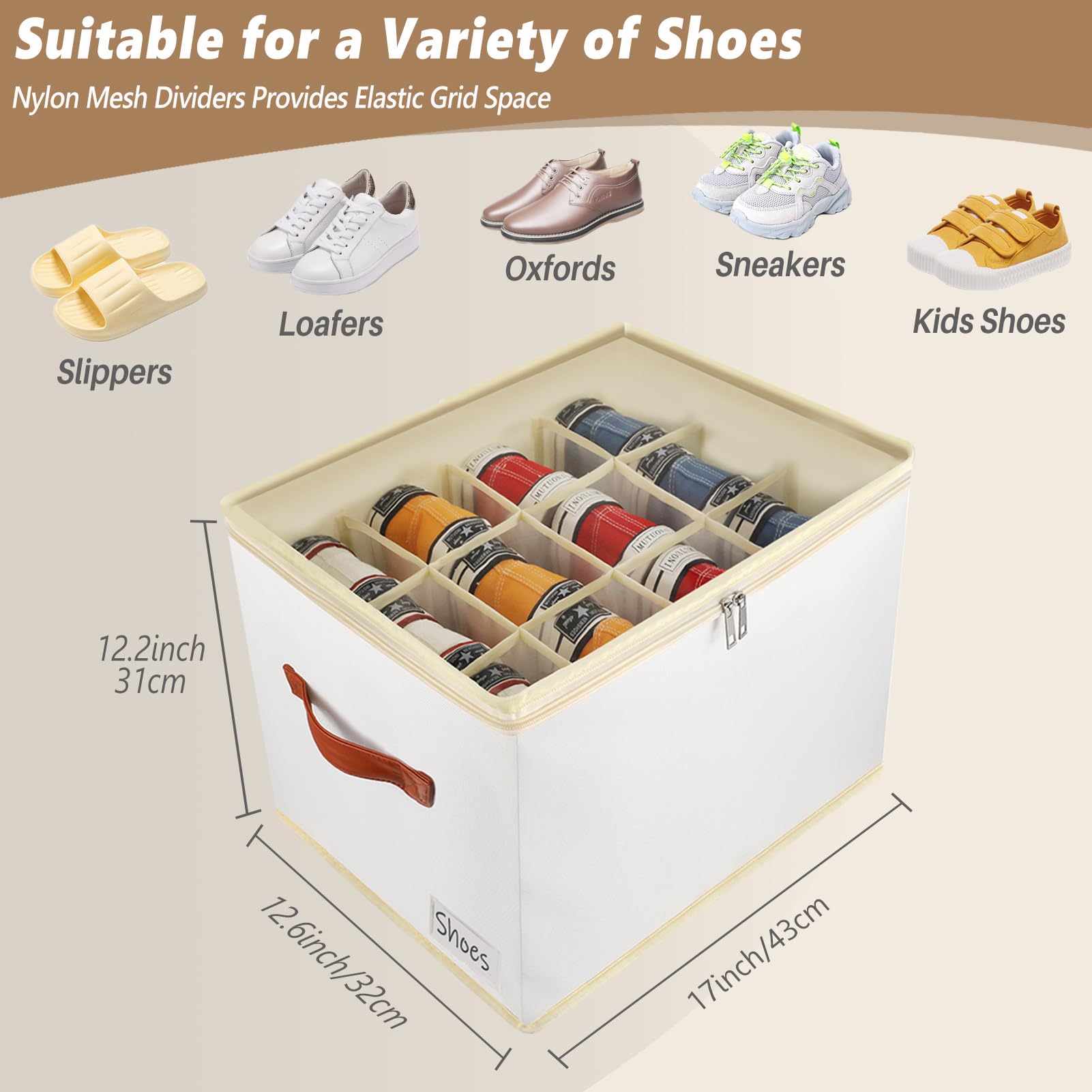 2 Pack Clear Stackable Shoe Storage Box Organizer - 24 Cell Space Saving Shoe Containers with Lids for Closet, Ottoman & Wardrobe | Foldable Shoe Rack Cabinet Cubby for Home Organization & Bedroom Storage