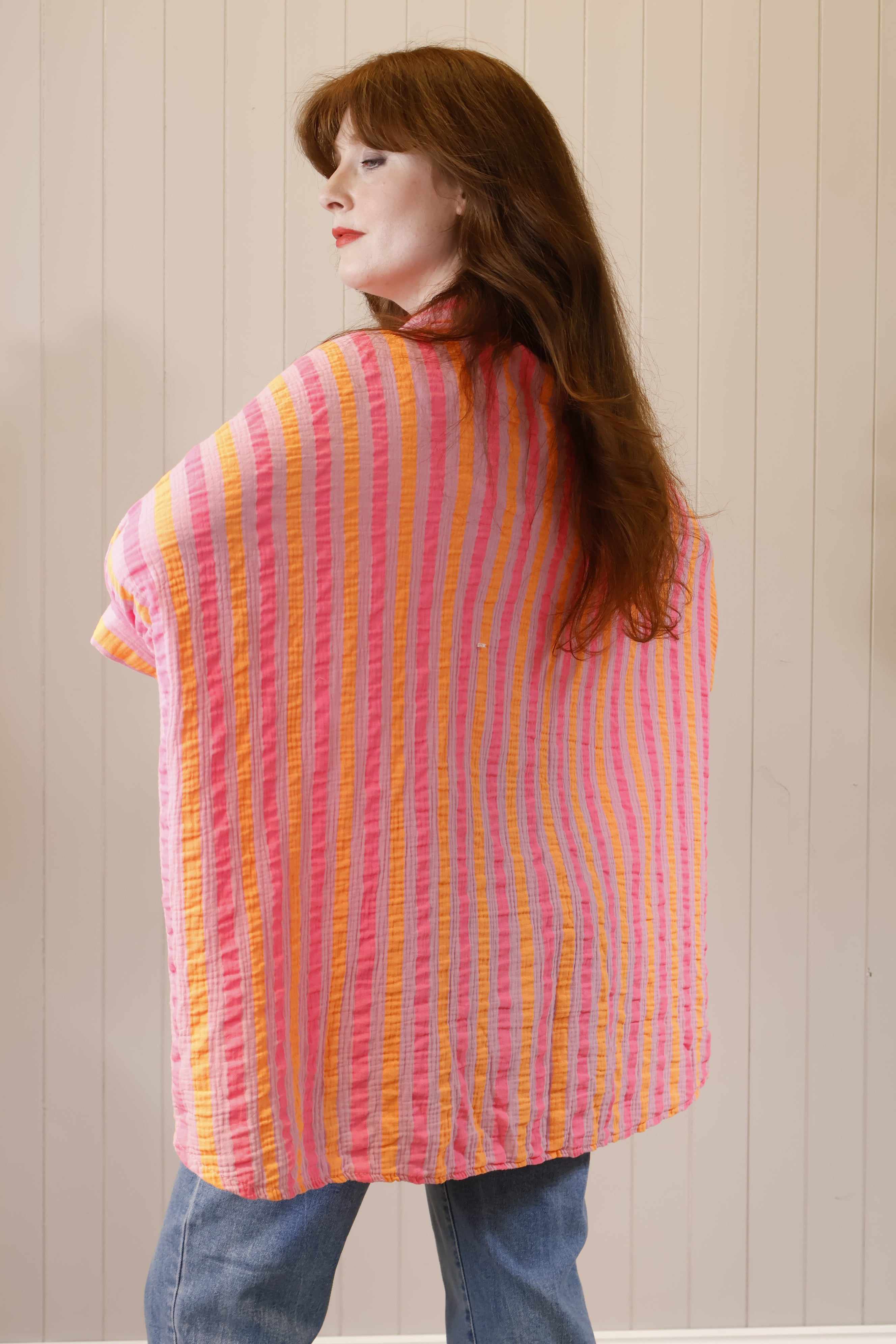 Neon Oversized Striped Shirt in Lilac - Trendy Women's Fashion for Casual Wear & Street Style