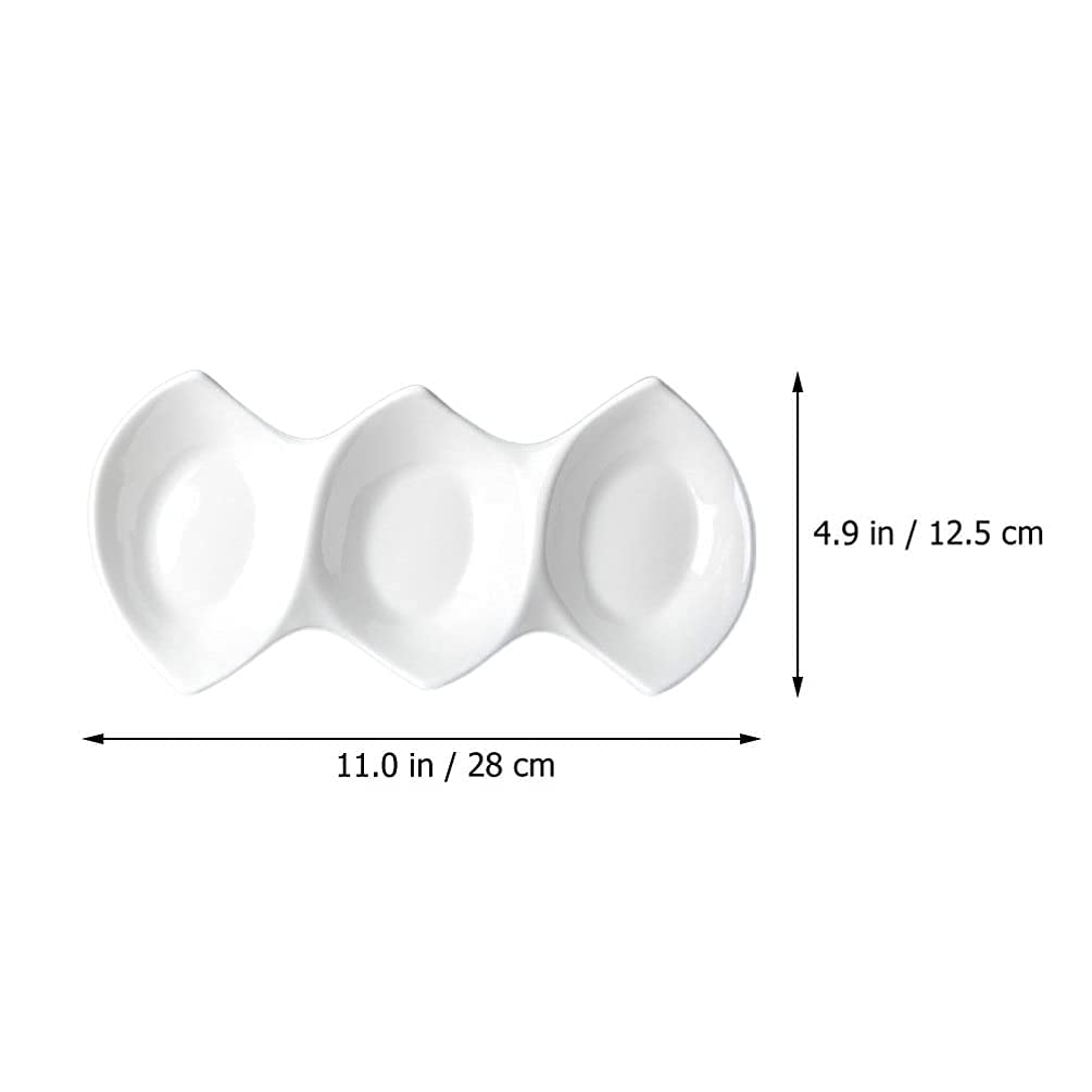 3-Compartment Ceramic Dip Bowls Set - Small Porcelain Snack Bowls for Sushi, Tapas, Nuts, Desserts & Sauces | Perfect for Party Platters, Charcuterie Boards & Home Entertaining
