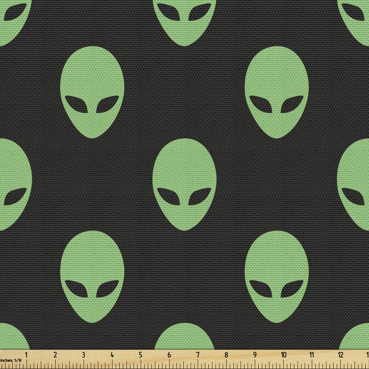 Ambesonne Alien Fabric by The Yard - Supernatural Martian Beings from Other Planets Print, Decorative Upholstery & Home Accent Fabric (10 Yards, Fern Green) - Perfect for DIY Projects, Curtains, Pillows & Space-Themed Decor
