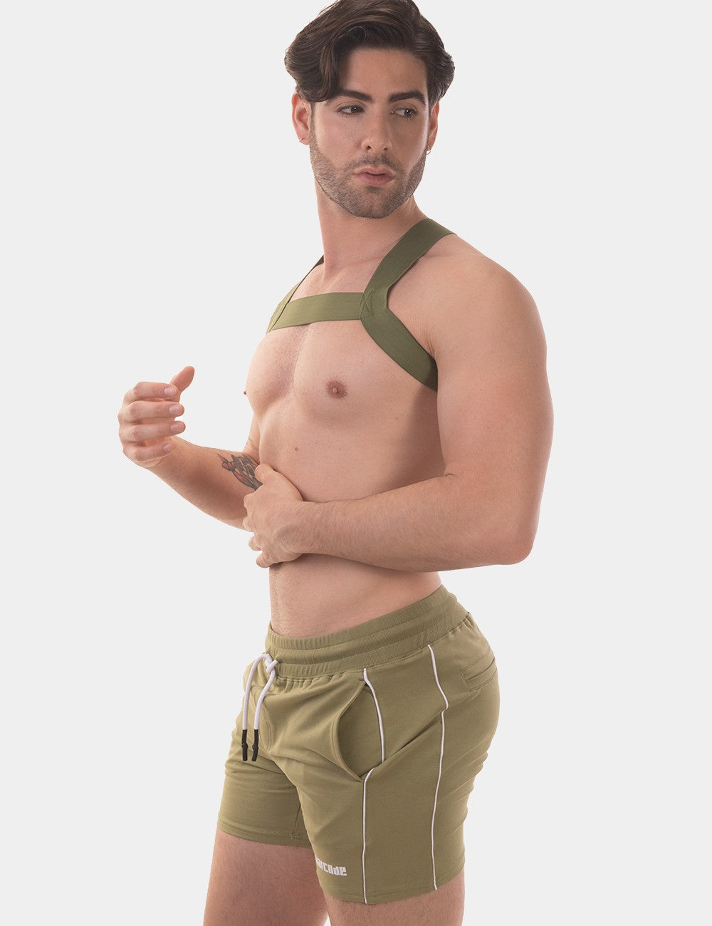 Barcode Berlin Matt Harness for Dogs - Khaki Green | Adjustable Pet Walking Gear for Small & Medium Breeds | Perfect for Hiking, Running & Outdoor Adventures