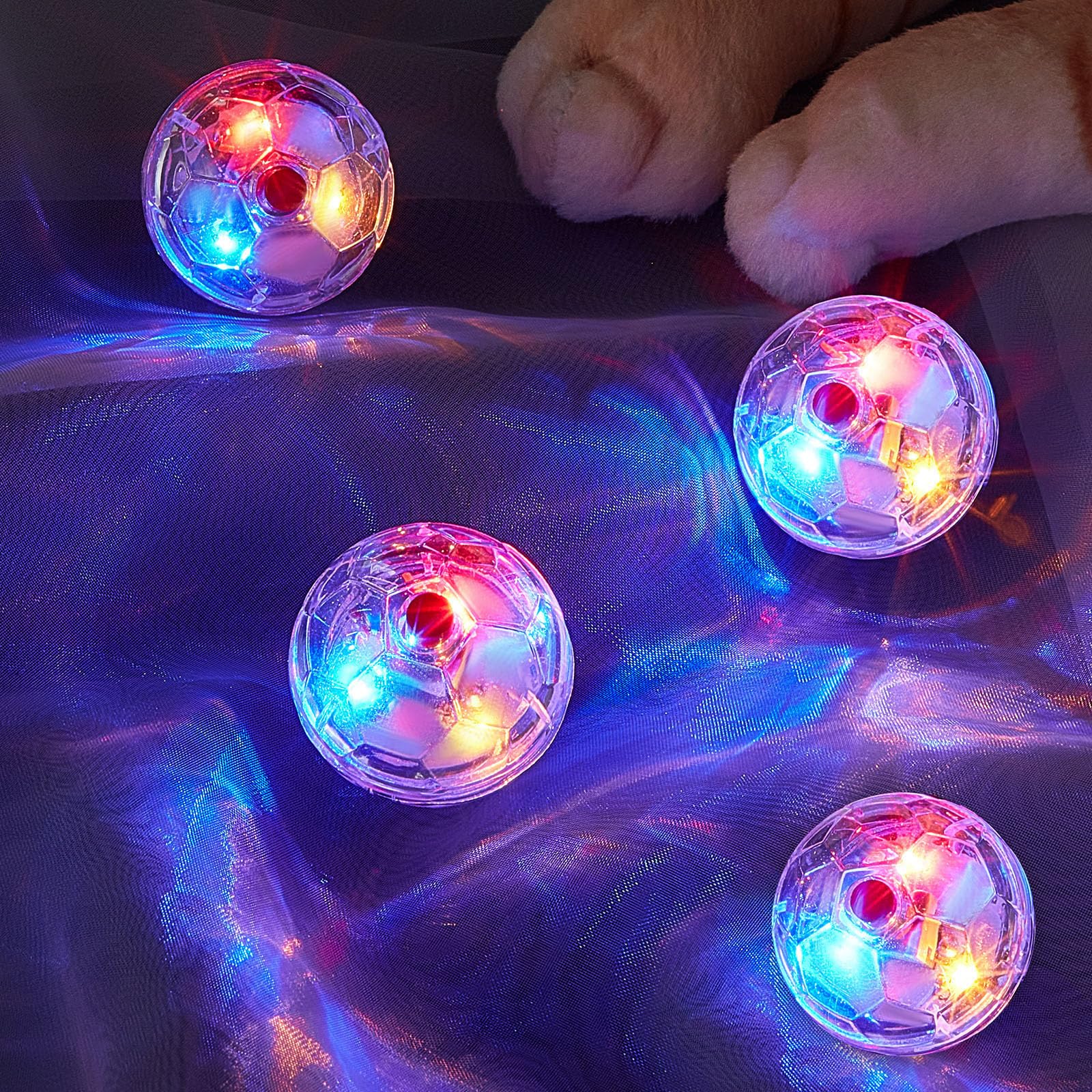 6-Piece Ghost Hunting Cat Ball Toy with Motion-Activated LED Light - Interactive Pet Balls for Dogs & Cats - Glowing Mini Running Exercise Supplies for Small Animals - Perfect for Indoor Play & Nighttime Entertainment