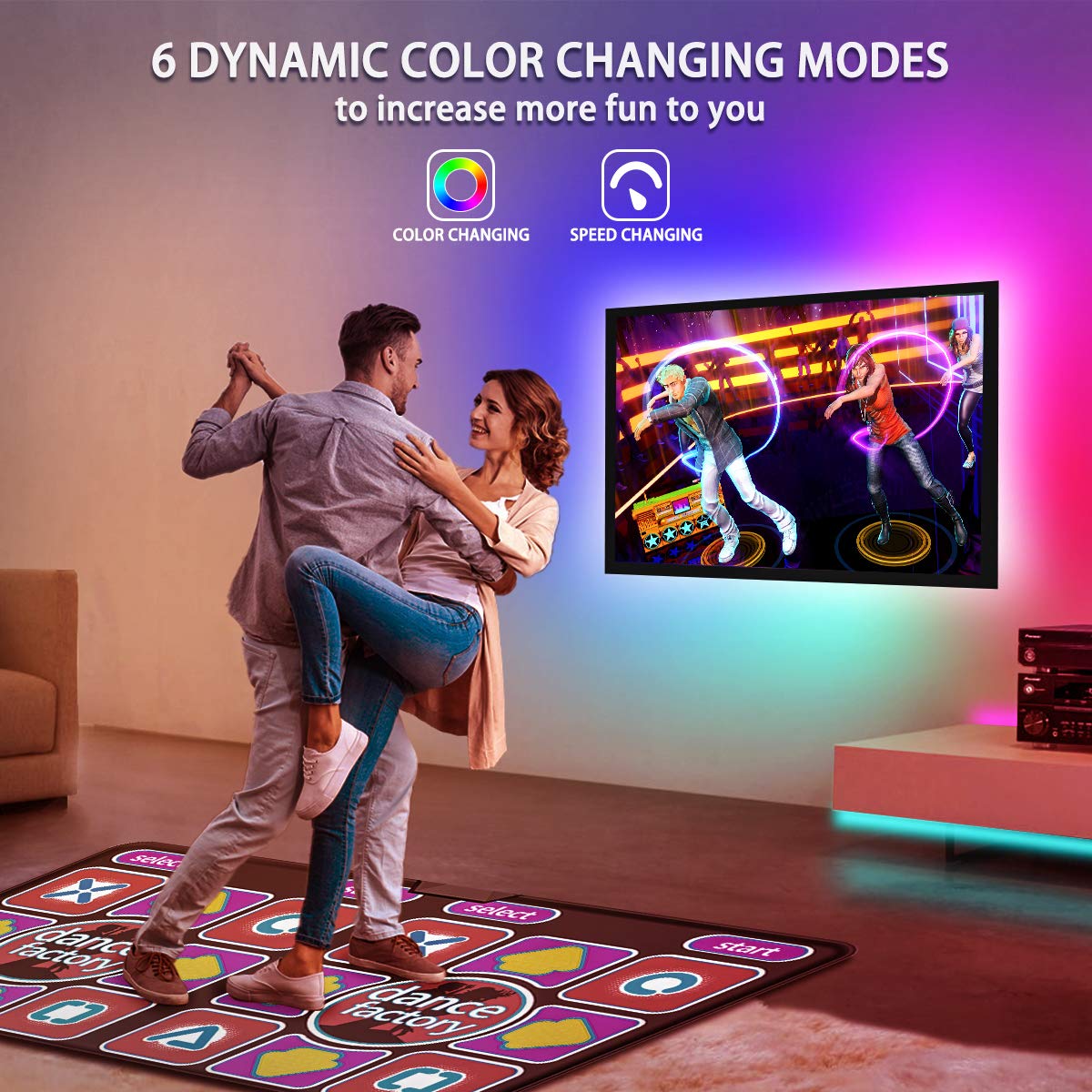 MY BEAUTY LIGHT 14.8ft RGB LED Strip Lights for 60-70 Inch TV, 4096 Color Changing Smart LED Lights with App Control - Perfect for Bedroom, Gaming Room & Home Theater Ambient Lighting