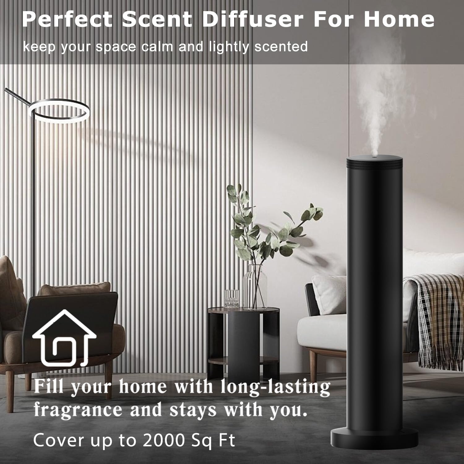 Wireless Rechargeable Hotel Scent Diffuser Machine - Bluetooth App Controlled Air Freshener for Large Spaces - Waterless Essential Oil Diffuser for Home, Office & Studio - Black | Perfect for Aromatherapy, Spa Relaxation & Creating Luxury Hotel Ambiance