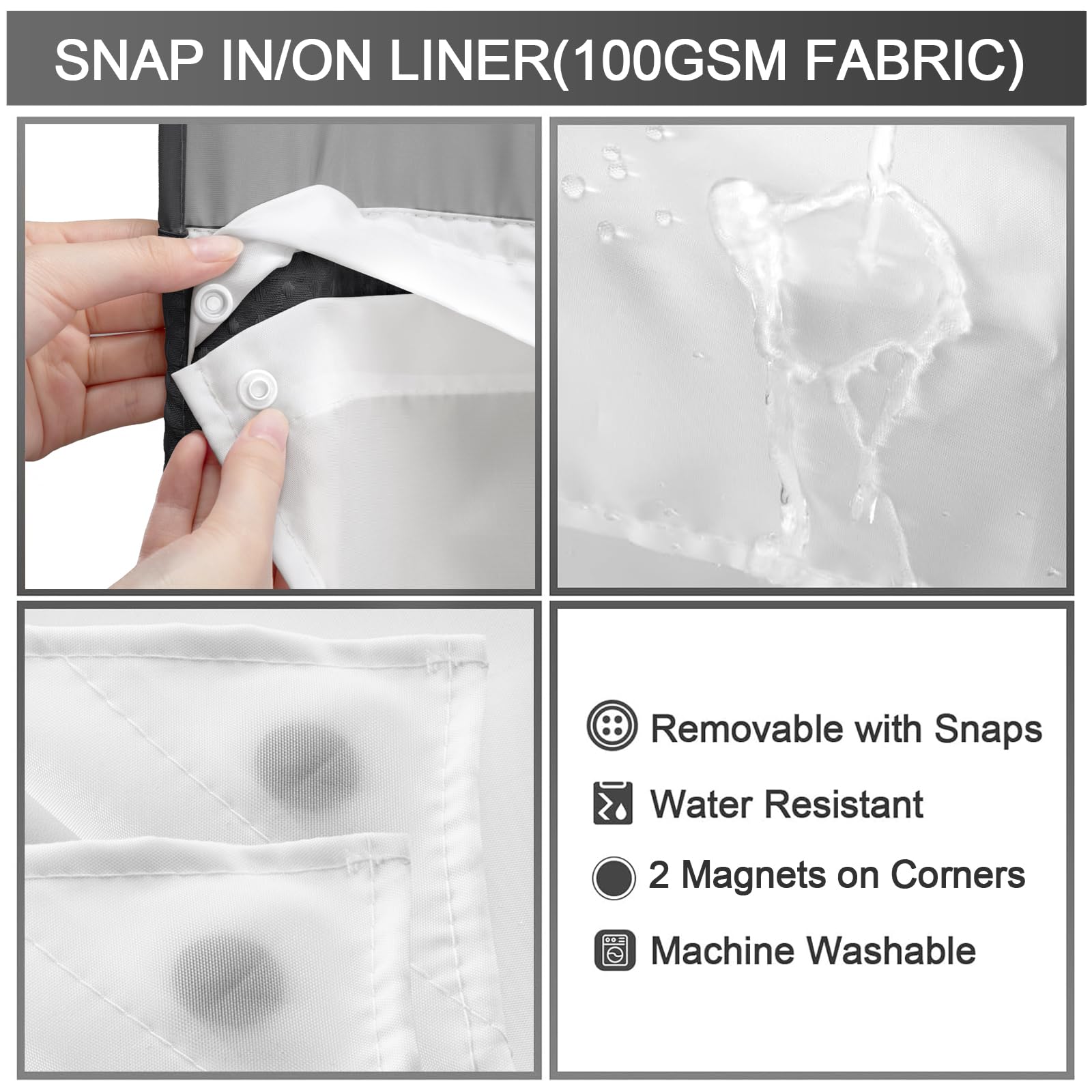 No Hook Snap-In Liner Shower Curtain Set - 75