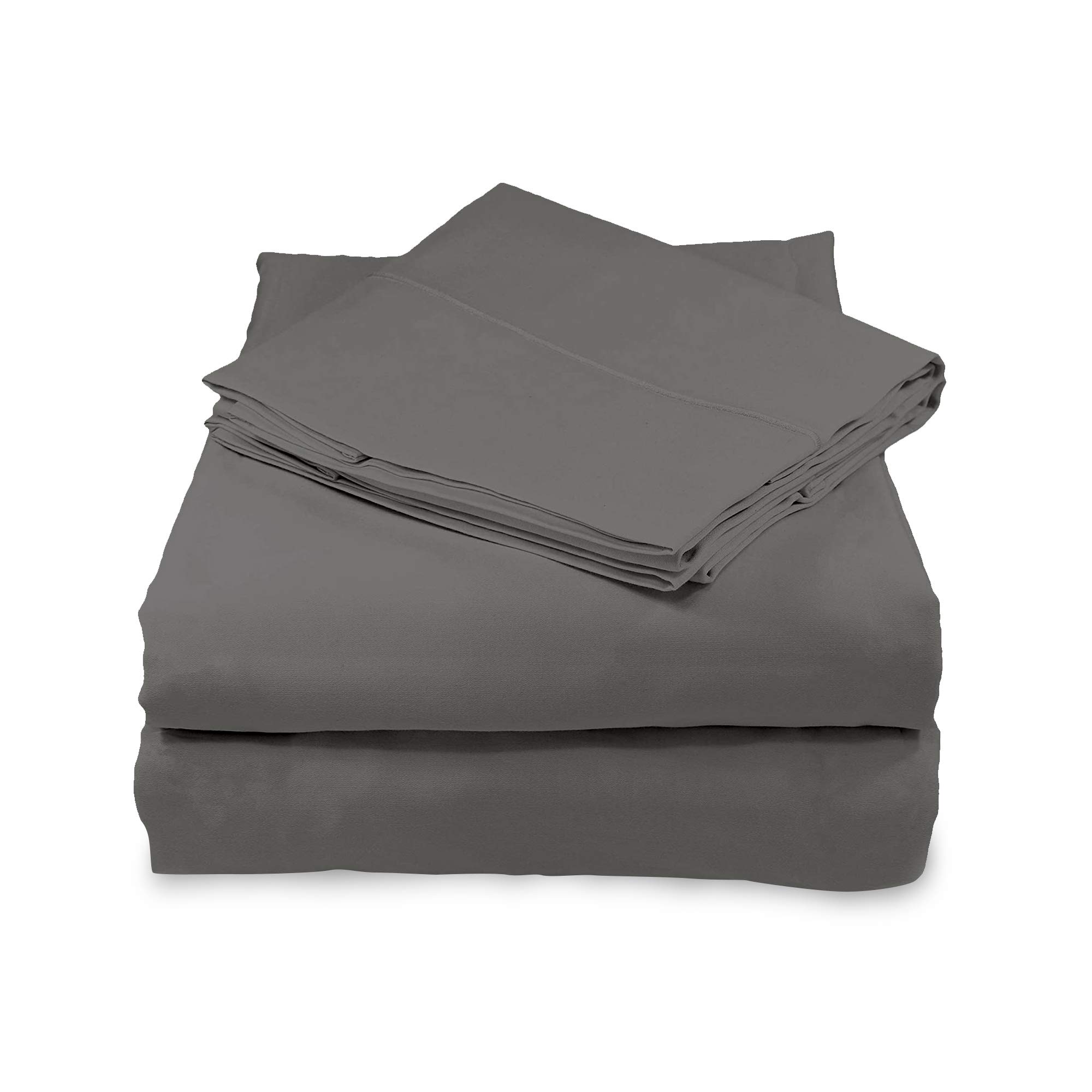 Whisper Organics 100% Organic Cotton Sheets Set - 300 Thread Count, GOTS Certified, Deep Pocket, Twin Size, Dark Grey - Premium Soft Bedding for Luxurious Sleep & Hotel-Style Comfort