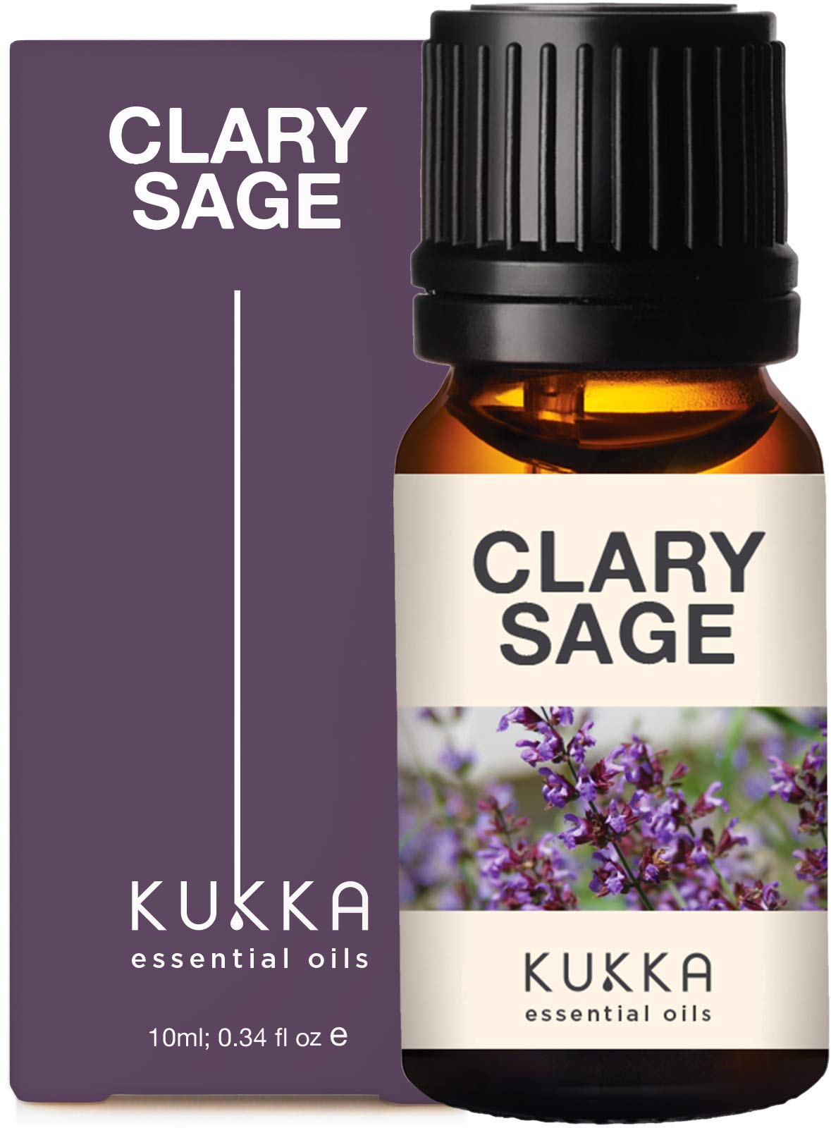 Pure & Natural Kukka Clary Sage Essential Oil - 10ml Therapeutic Grade for Aromatherapy, Relaxation & Stress Relief - Perfect for Diffusers, Bath Bombs, Soaps, Candles & DIY Skincare