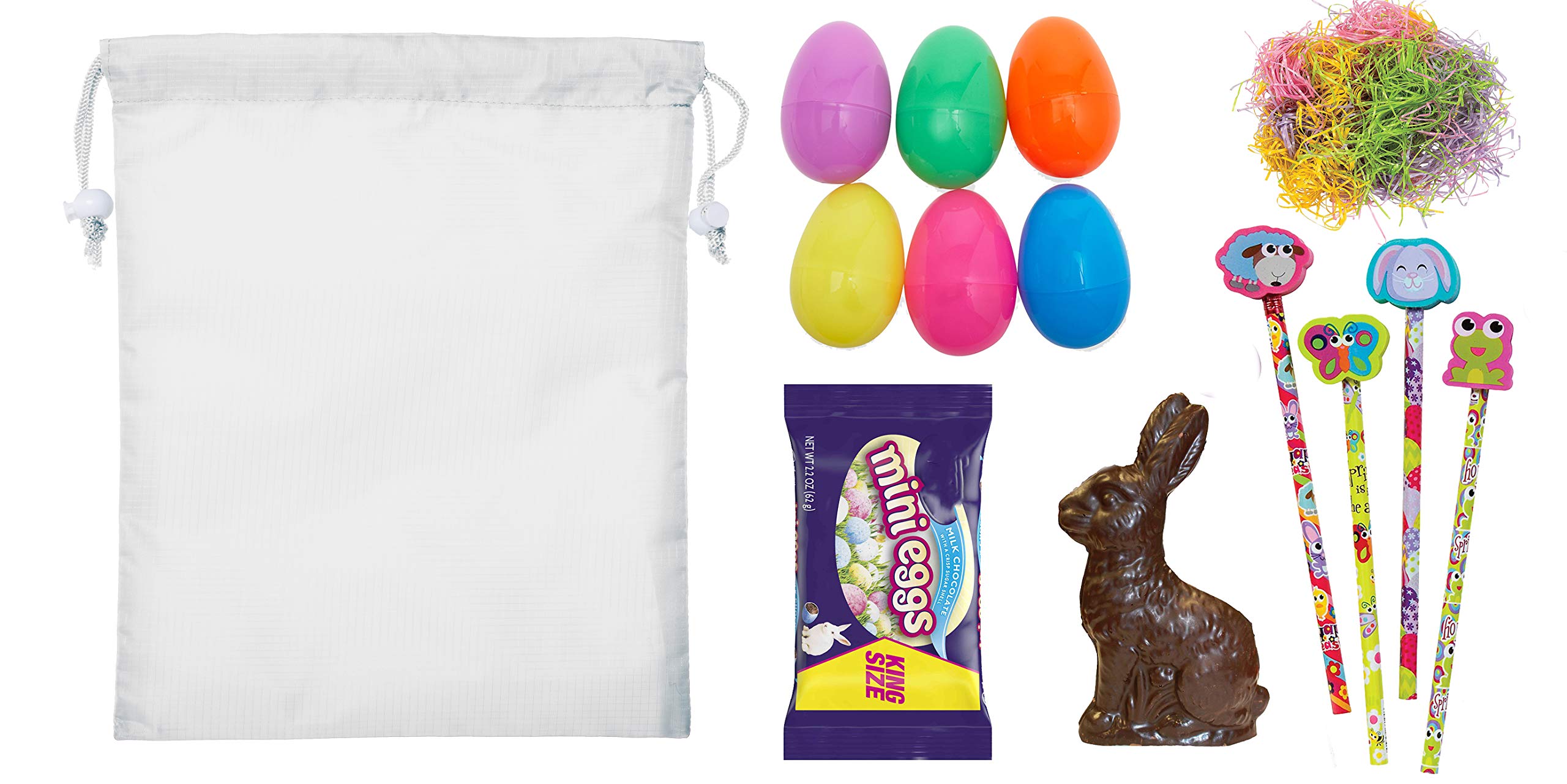 Mini Easter Basket Bags - Bulk Drawstring Cinch Sacks for Easter Bunny Treats - Perfect for Easter Egg Hunts, Party Favors & Classroom Rewards