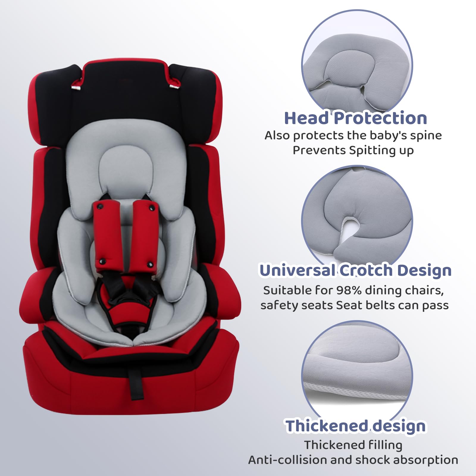 **Universal Infant Car Seat Insert & Baby Stroller Cushion for Newborns – Reversible, Breathable & Soft Safety Seat Mat (Gray) – Perfect for Car Seats, Strollers & Shopping Baskets**
