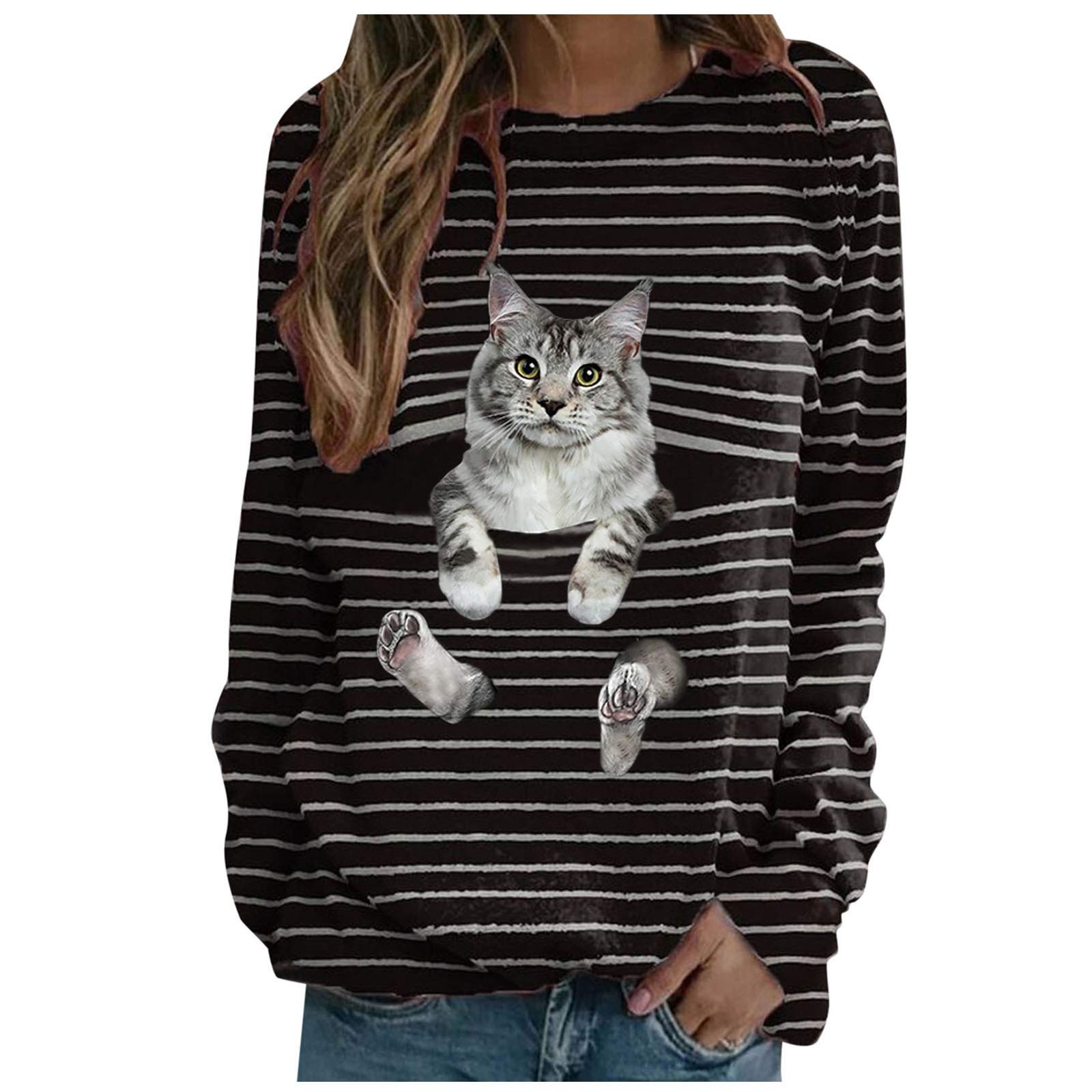Women's White Long Sleeve Button Down Shirt - 3D Animal Print O-Neck Blouse - Plus Size Casual & Work Tops - Perfect for Office, Dating & Everyday Wear