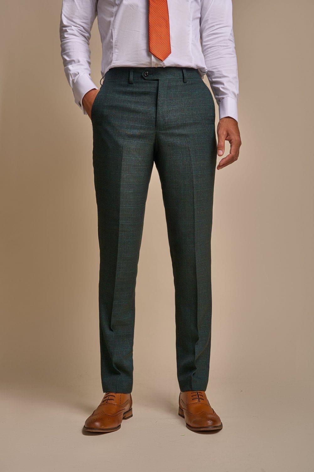 Cavani Caridi Men's Slim Fit Olive Green Dress Pants for Office, Business & Formal Occasions