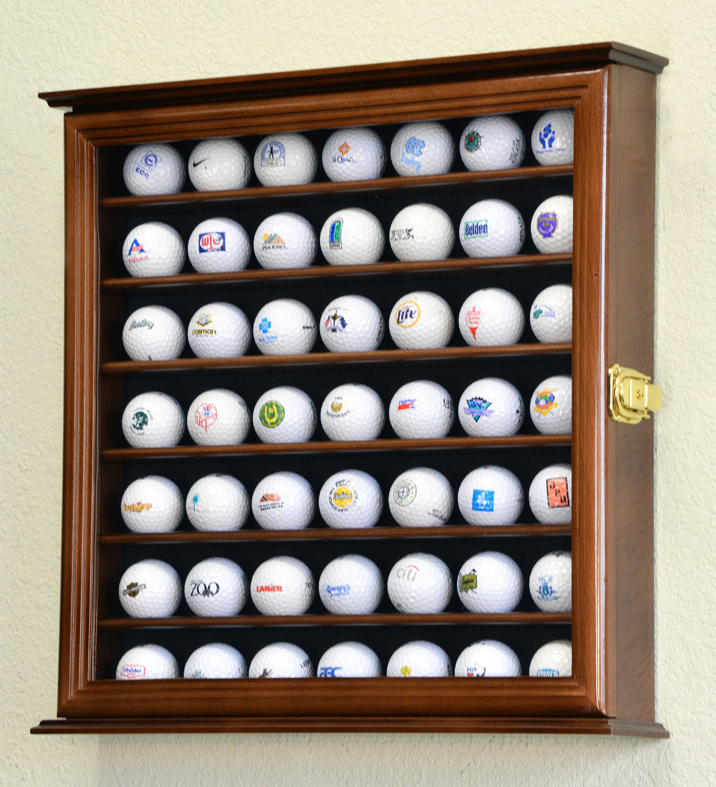 Premium Golf Ball Display Case Holder - UV Protected & Lockable Wall Cabinet (5 Sizes, 4 Colors) - Perfect for Home, Office, or Clubhouse Decor & Storage