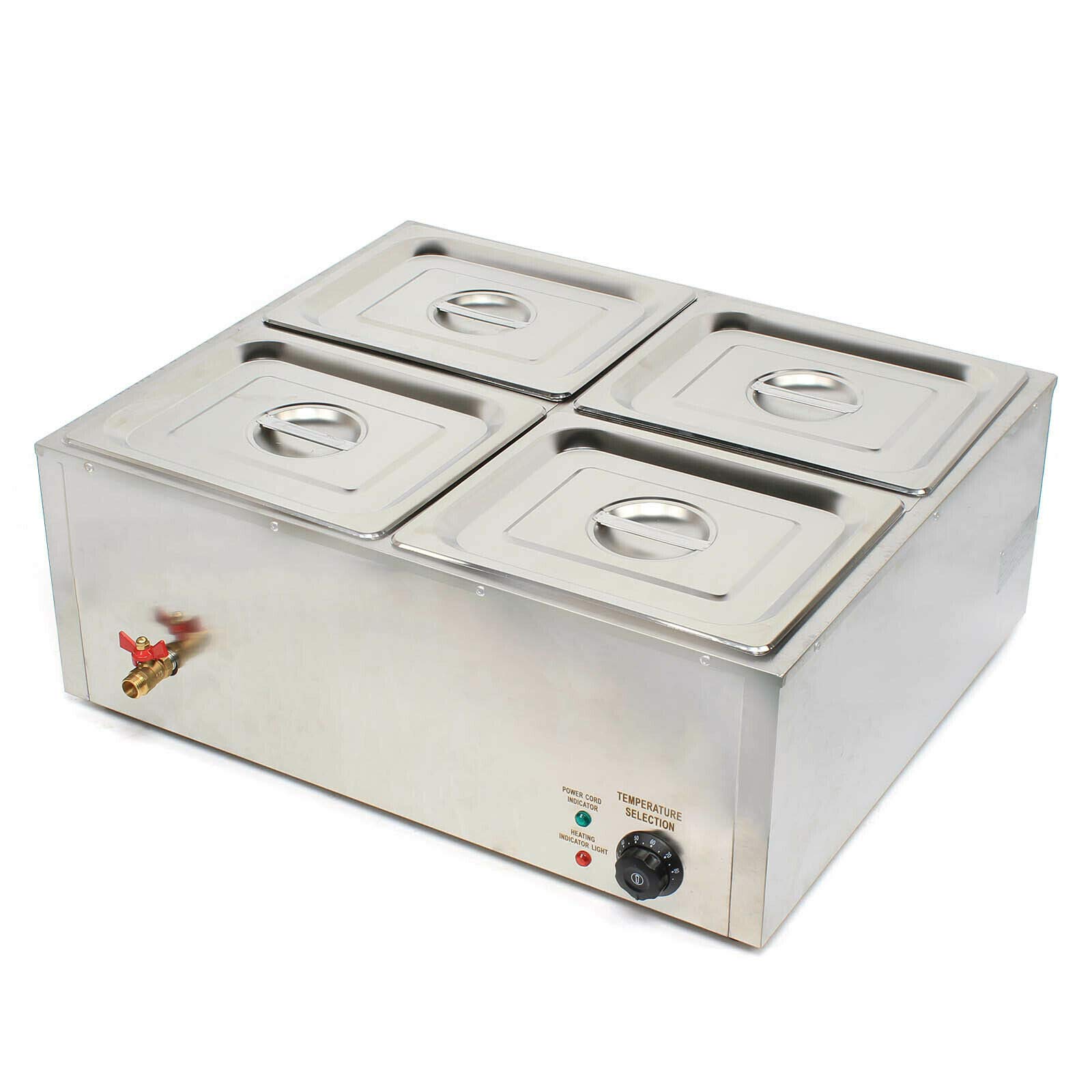 Gdrasuya10 Commercial Food Warmer - 4 Pot Buffet Countertop Steam Table Catering Equipment for Restaurants, Cafes & Catering Services | Perfect for Breakfast Shops, Snack Bars & Buffet Stations