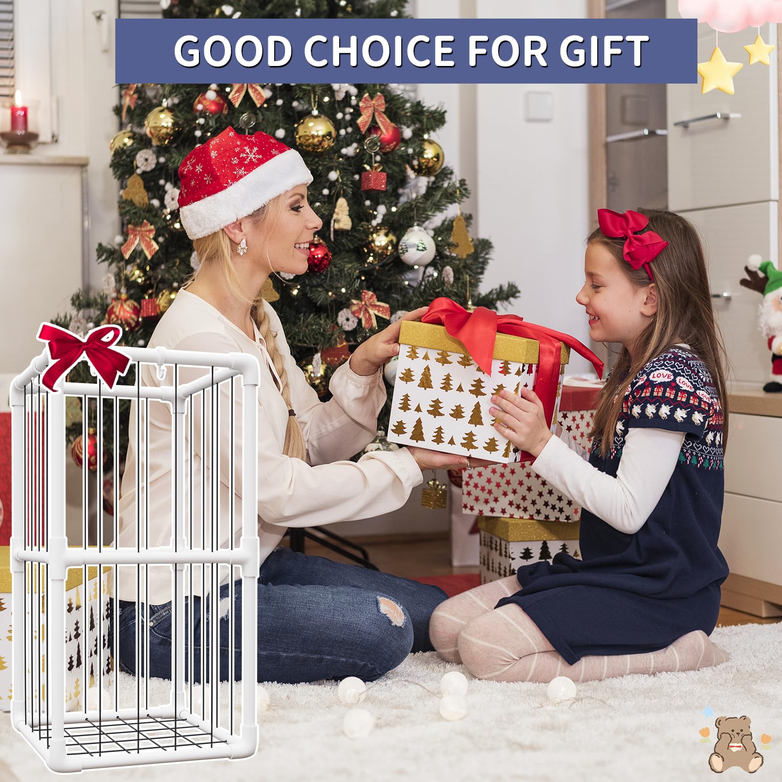Soft Plush Toy Storage Organizer with Nets - Kids Stuffed Animal Zoo Holder Standing Shelf for Playroom & Nursery Decor - Durable Thick Tube Design for Toy Box & Room Organization