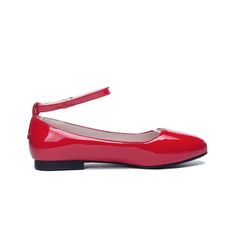 Spring Women's Flat Loafers - Casual Elegant Shoes with Ankle Straps | Red, Pink & White Footwear | Perfect for Daily Wear, Office & Dance Parties | Comfortable Slip-On Shoes for Women