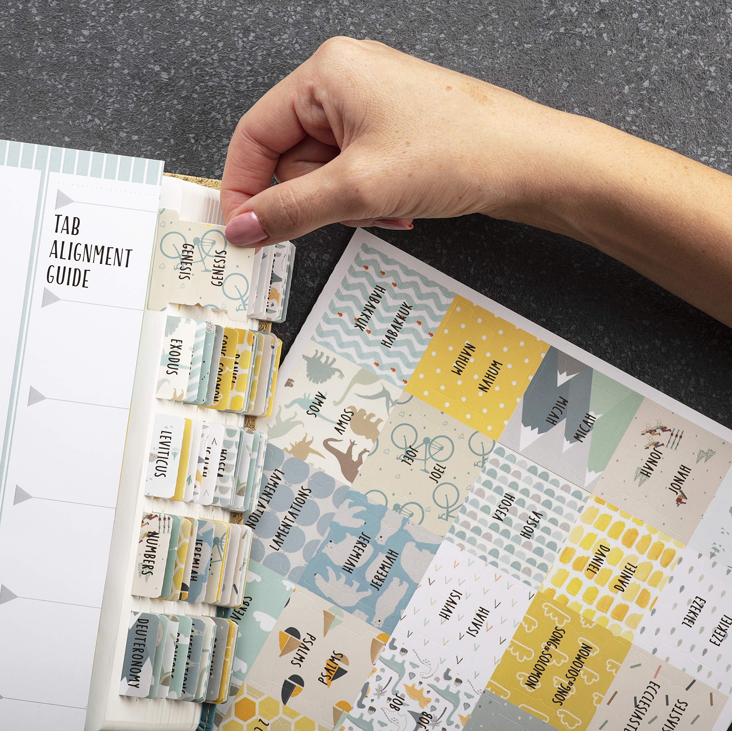 DiverseBee Laminated Bible Tabs - Large Print Easy Read 66 Tabs for Old & New Testament with 11 Blank Tabs (Adventure Theme) | Perfect for Bible Study, Journaling & Christian Gifts