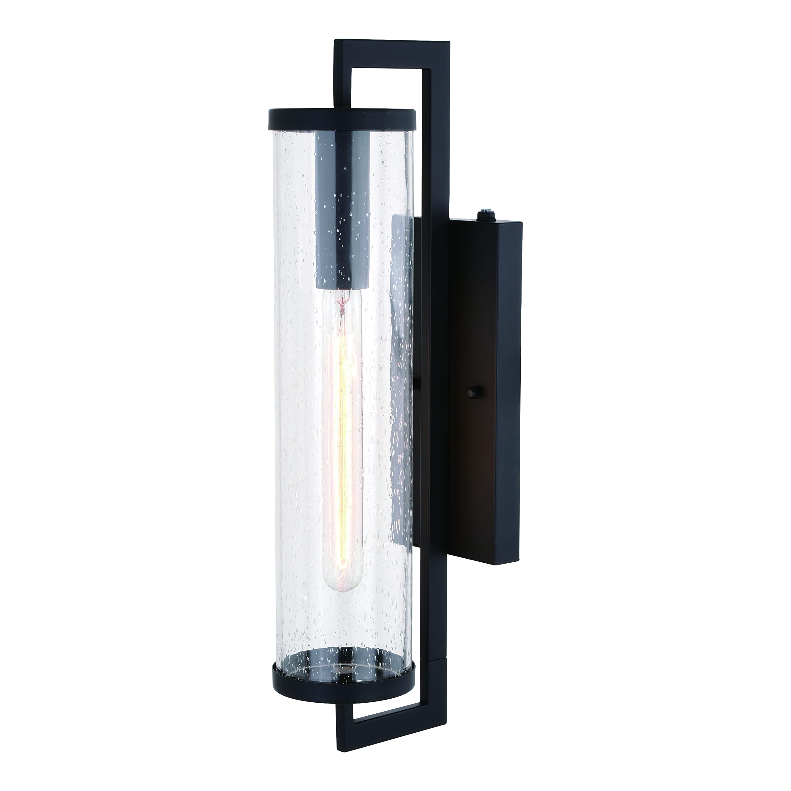 VAXCEL Morgan Park 20-inch Height 1-Light Black Dusk to Dawn Contemporary Outdoor Wall Lantern with Clear Glass - Perfect for Porch, Patio, Garage and Entryway Lighting