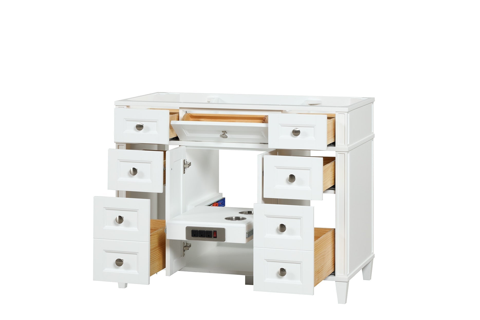 Kensington 41.5 Inch Solid Wood Bathroom Vanity in Bright White - Cabinet Only | Perfect for Modern Master Bath & Powder Room Remodeling