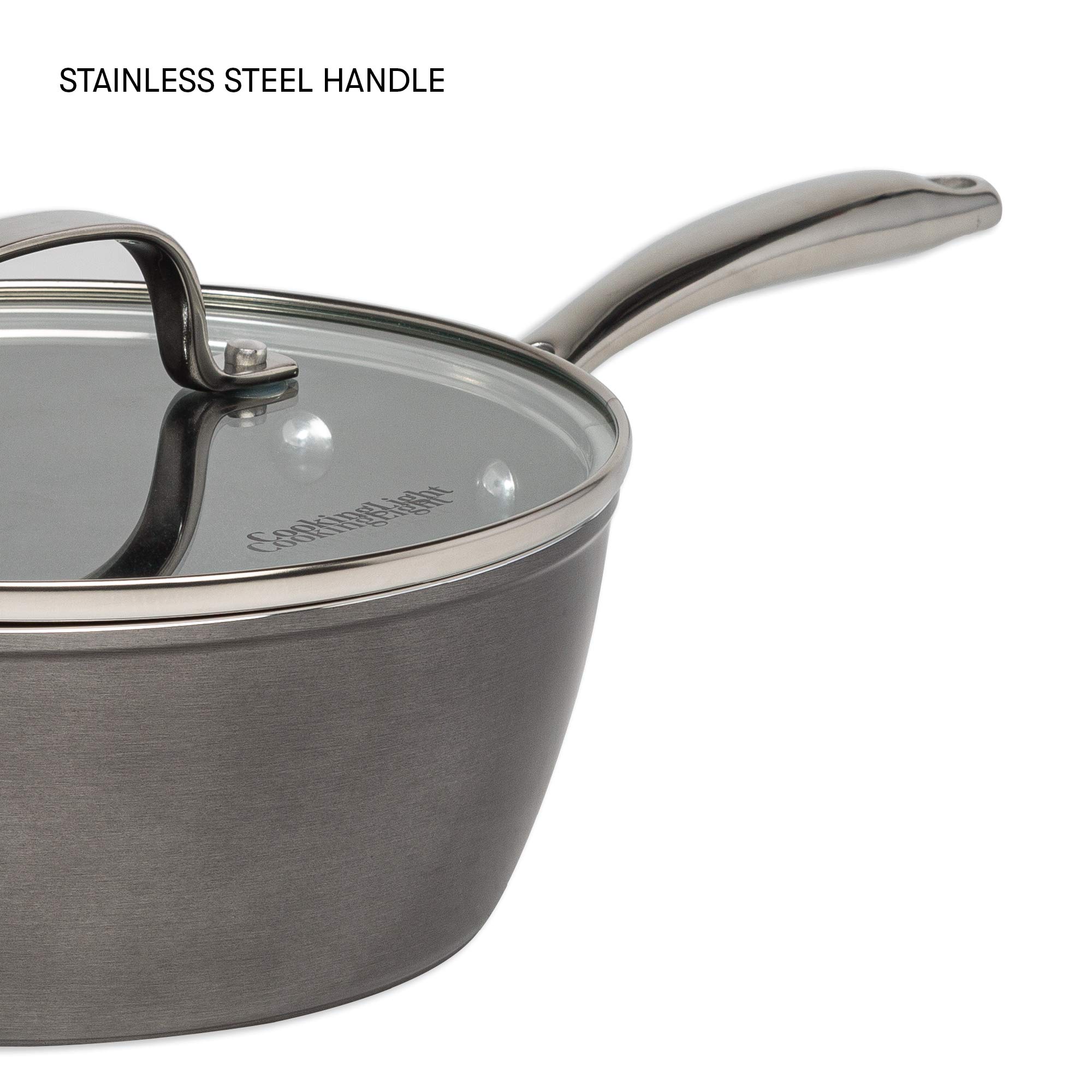Non-Stick 10-Piece Cookware Set by Cooking Light Inspire - Gunmetal Gray - Perfect for Healthy Cooking, Frying & Baking - Ideal for Home Chefs & Kitchen Enthusiasts
