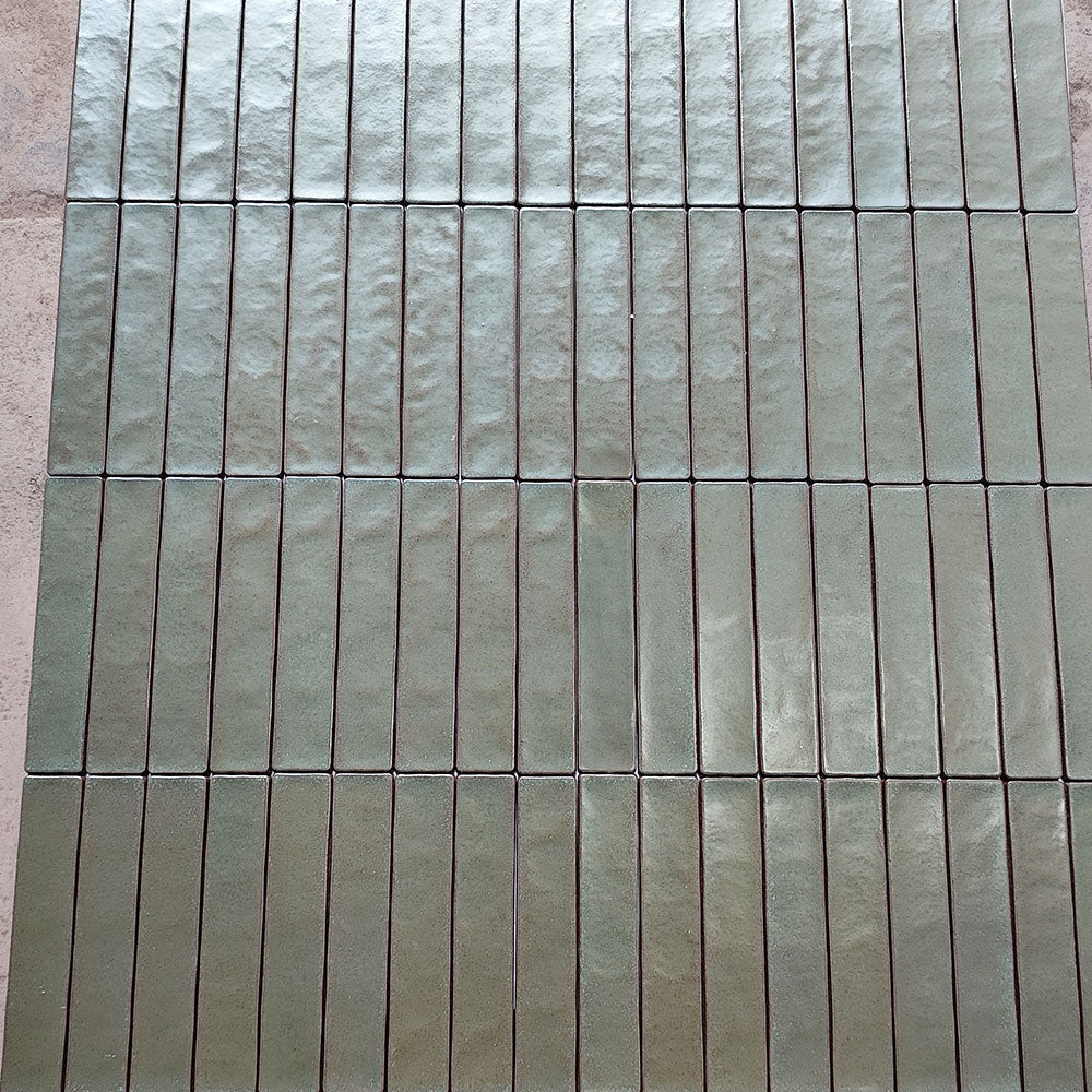 Handmade Mykonos Olive Green 50X250 Zellige Matte Subway Tile - Perfect for Kitchen Backsplash, Bathroom Walls & Mediterranean Style Home Decor