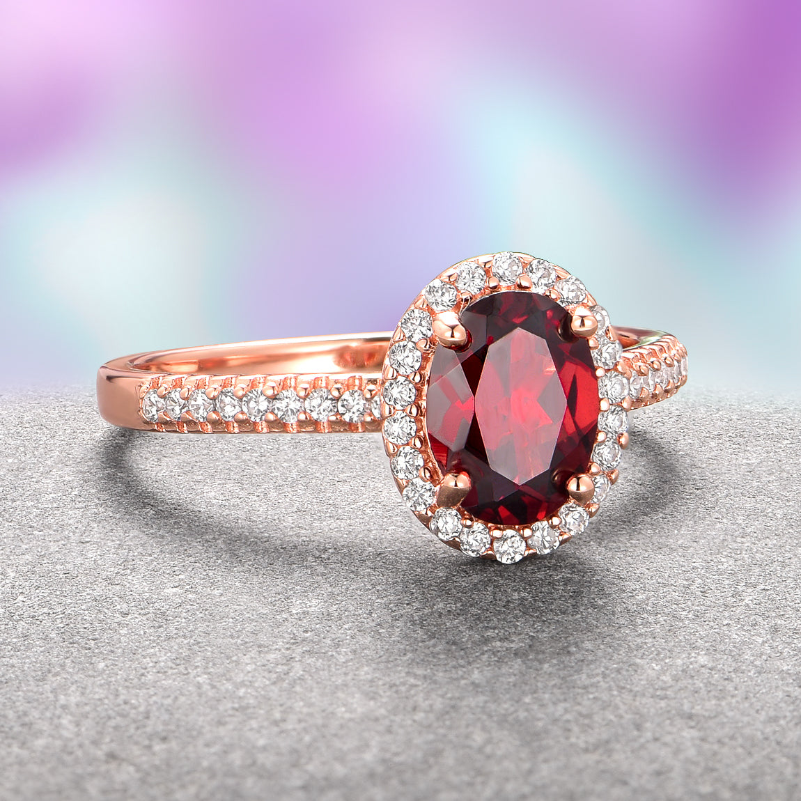 14K Rose Gold Vermeil Iris Red Garnet Ring for Women - Elegant Birthstone Jewelry Gift for Valentine's Day, Anniversary & Special Occasions