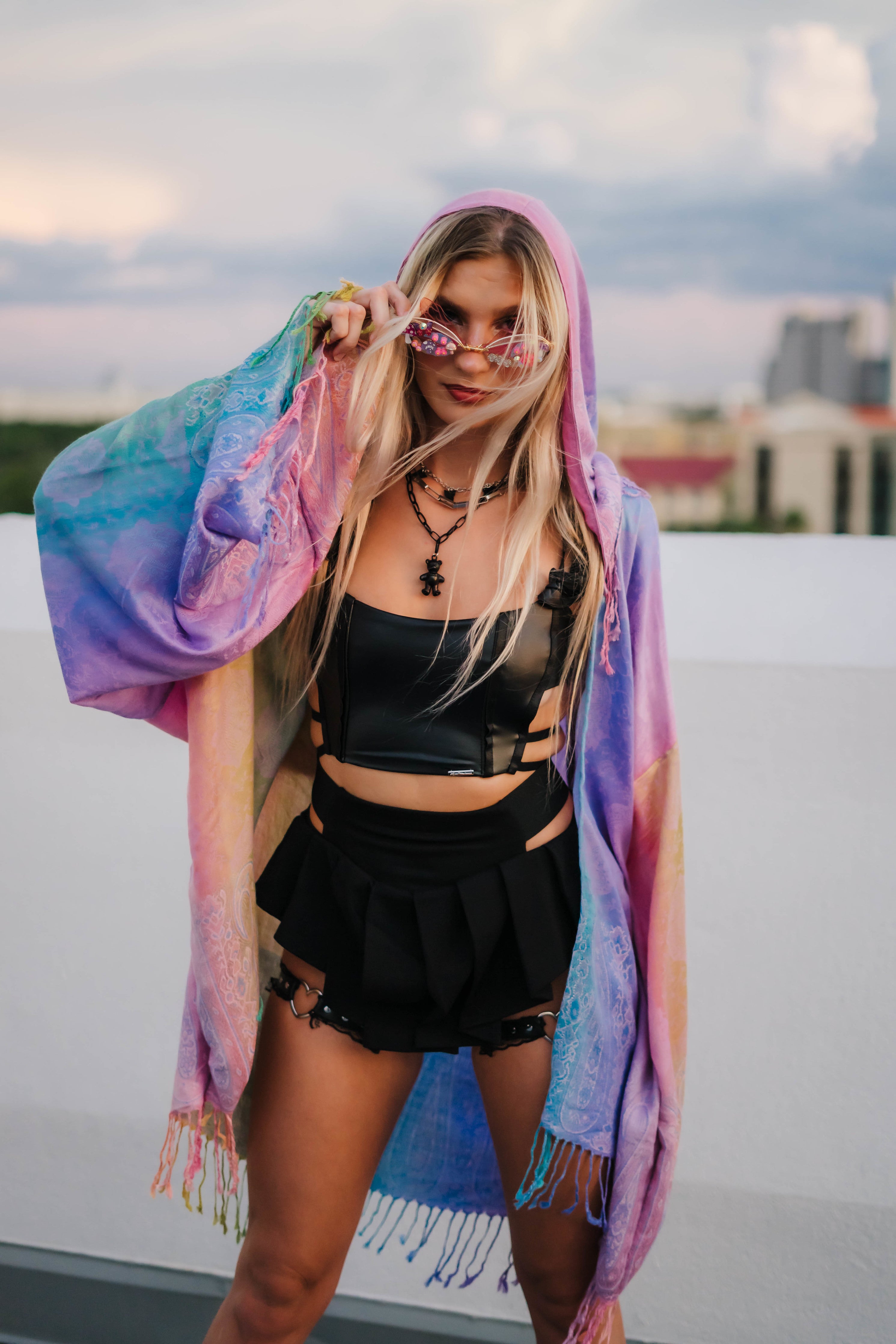 Pastel Rainbow Pashmina Robe - Soft & Cozy Women's Bathrobe for Spa, Lounge & Relaxation at Home
