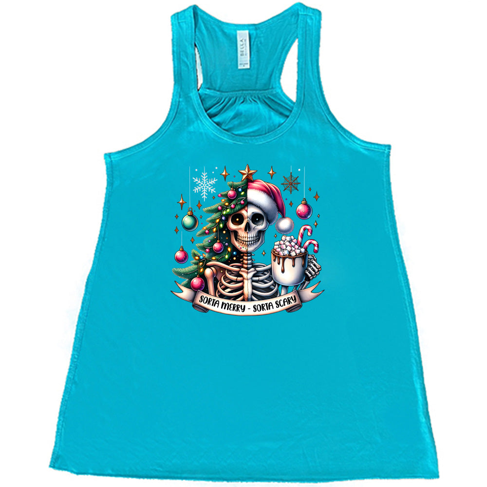 Sorta Merry Sorta Scary Shirt - Funny Christmas Halloween Graphic Tee for Men & Women - Perfect for Holiday Parties & Costume Events