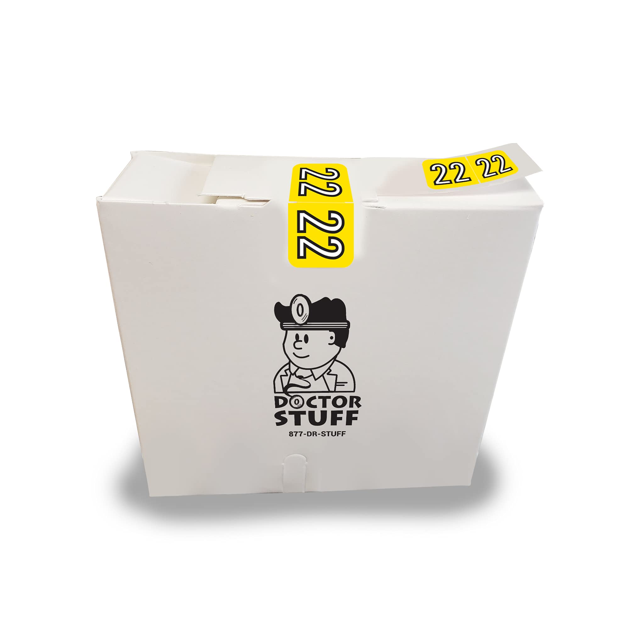 Doctor Stuff - 2022 Year Labels for File Folders, Barkley FYBAM Compatible, Yellow/Black End Tab Stickers, 500/Roll (3/4
