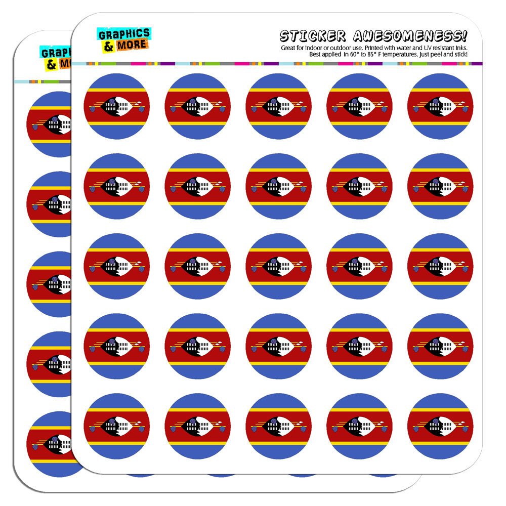 Swaziland National Flag 1 Inch Planner Stickers - Opaque Country Flag Decals for Scrapbooking, Bullet Journal, DIY Crafts & Calendar Decorations