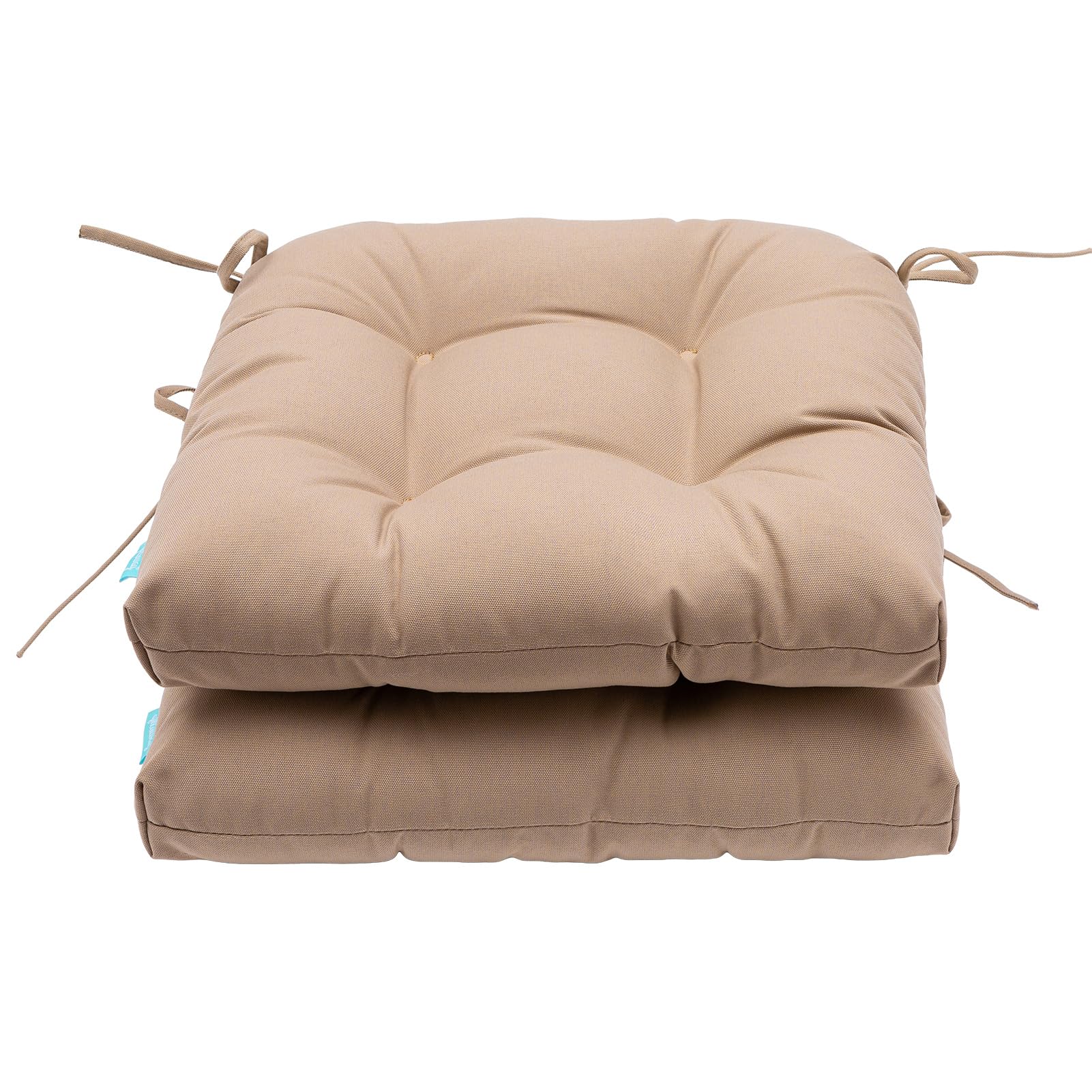QILLOWAY Outdoor/Indoor Patio Wicker Seat Cushions Set of 3 with Ties - U-Shape Loveseat Cushions for Patio Furniture, Wicker Bench, Porch Swing & Outdoor Chairs (Beige/Sand/Camel) - Waterproof & Comfortable for Garden, Deck, Poolside & Backyard Relaxation