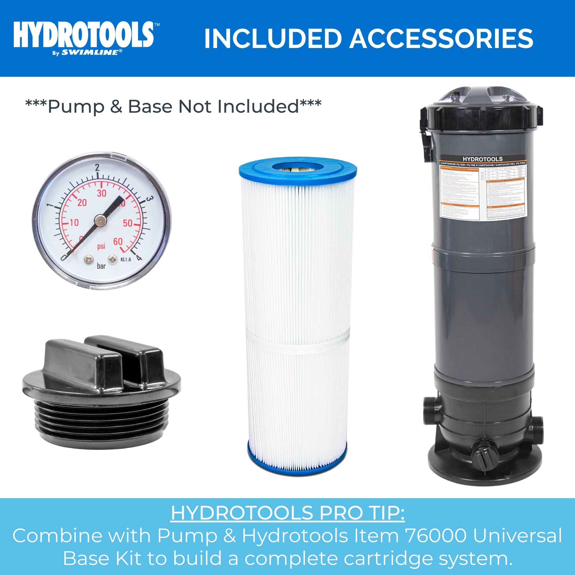 SWIMLINE HYDROTOOLS Above Ground Pool Cartridge Filter System - 70 Sq Ft Sure-Flo Replacement Filter Tank with Element | Perfect for Inground & Above Ground Swimming Pool Maintenance, Water Filtration & Cleaning