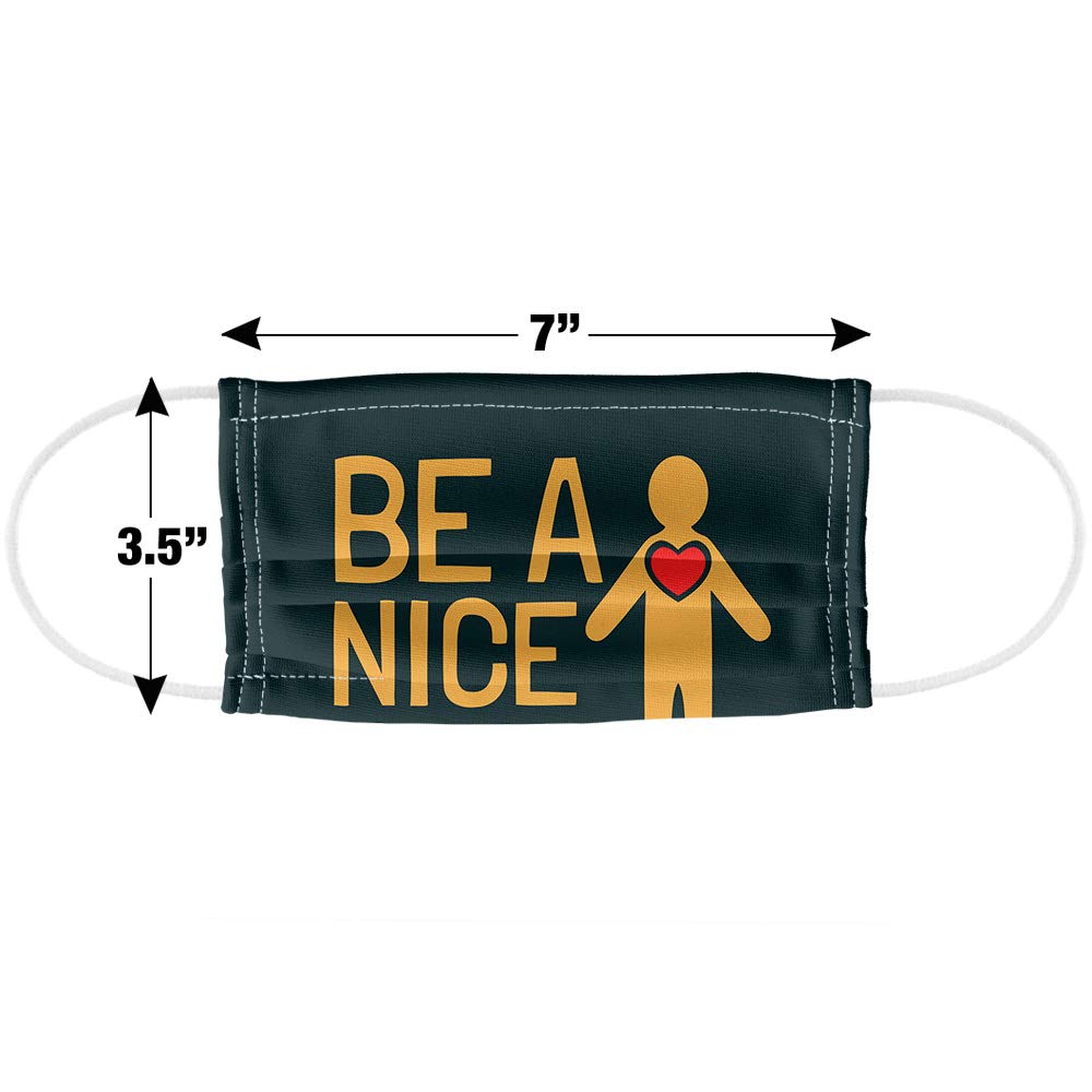 Popfunk Be A Nice Human with Heart 1-Ply Reusable Face Mask - Unisex Washable Cloth Mask for Daily Protection & Comfort - Perfect for Work, School, Travel & Public Safety