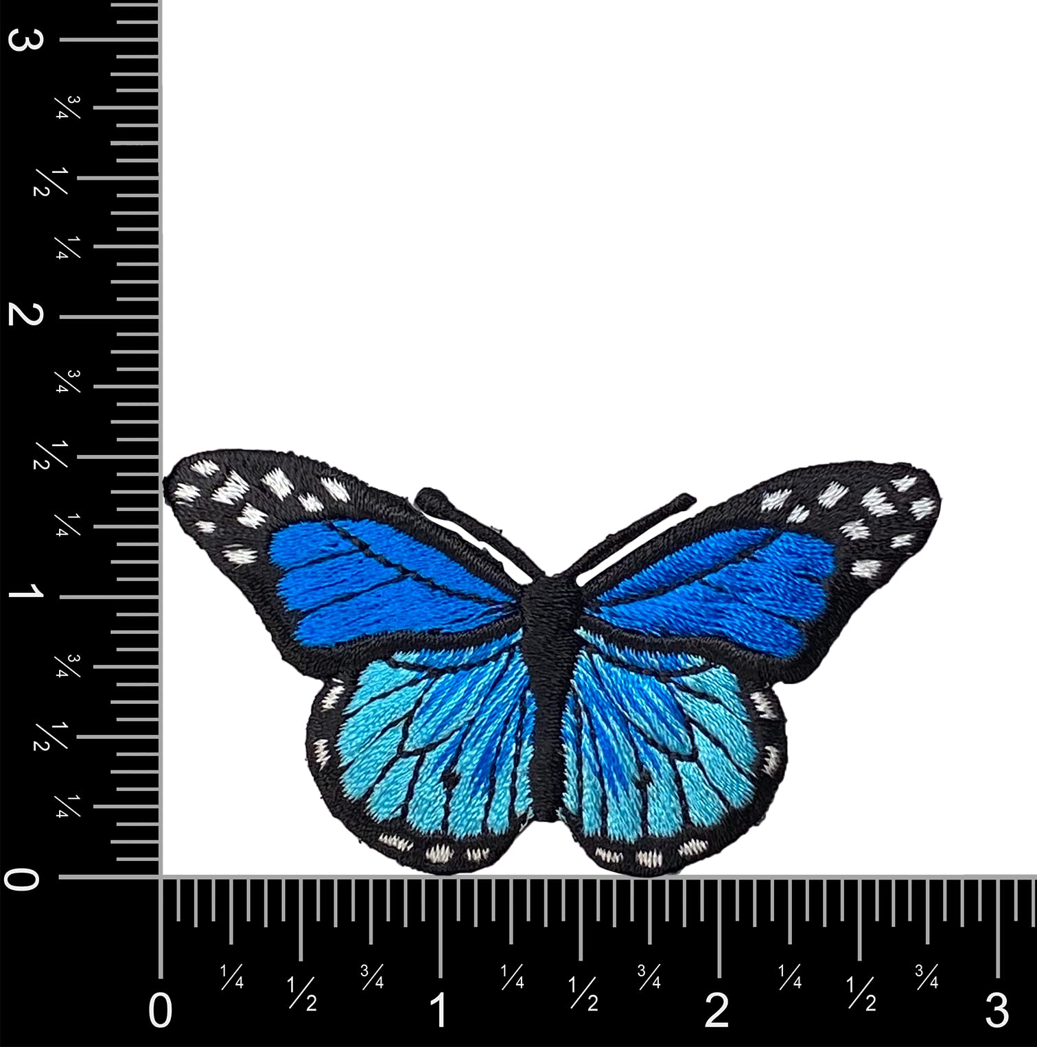 Blue Butterfly Embroidered Iron On Patch for DIY Clothing, Bags & Hats - Sew or Iron On Applique for Customization & Repair