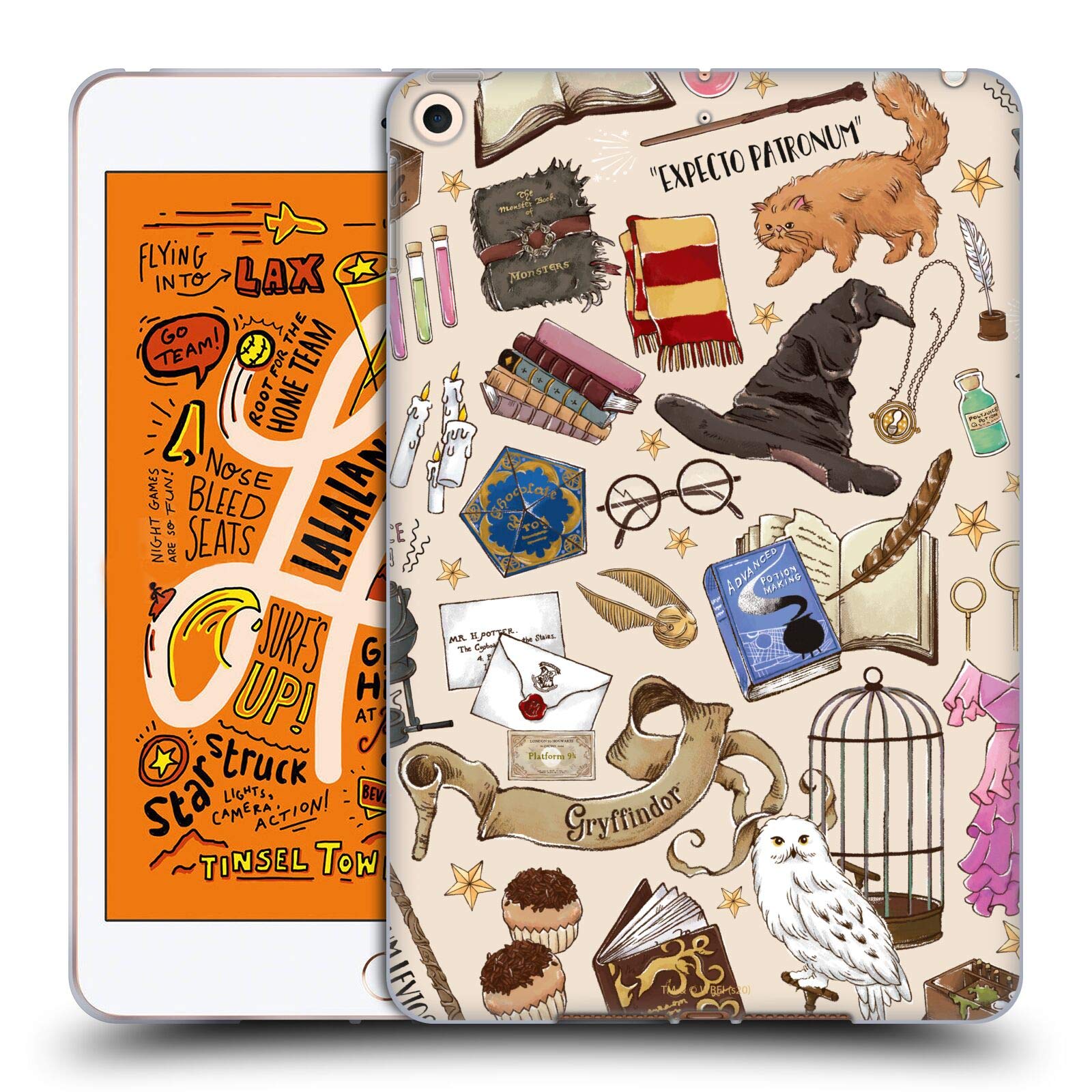 Harry Potter Hogwarts Deathly Hallows Soft Gel Case for Apple iPad Mini (2019) - Officially Licensed by Head Case Designs, Perfect for School, Travel, and Home Use