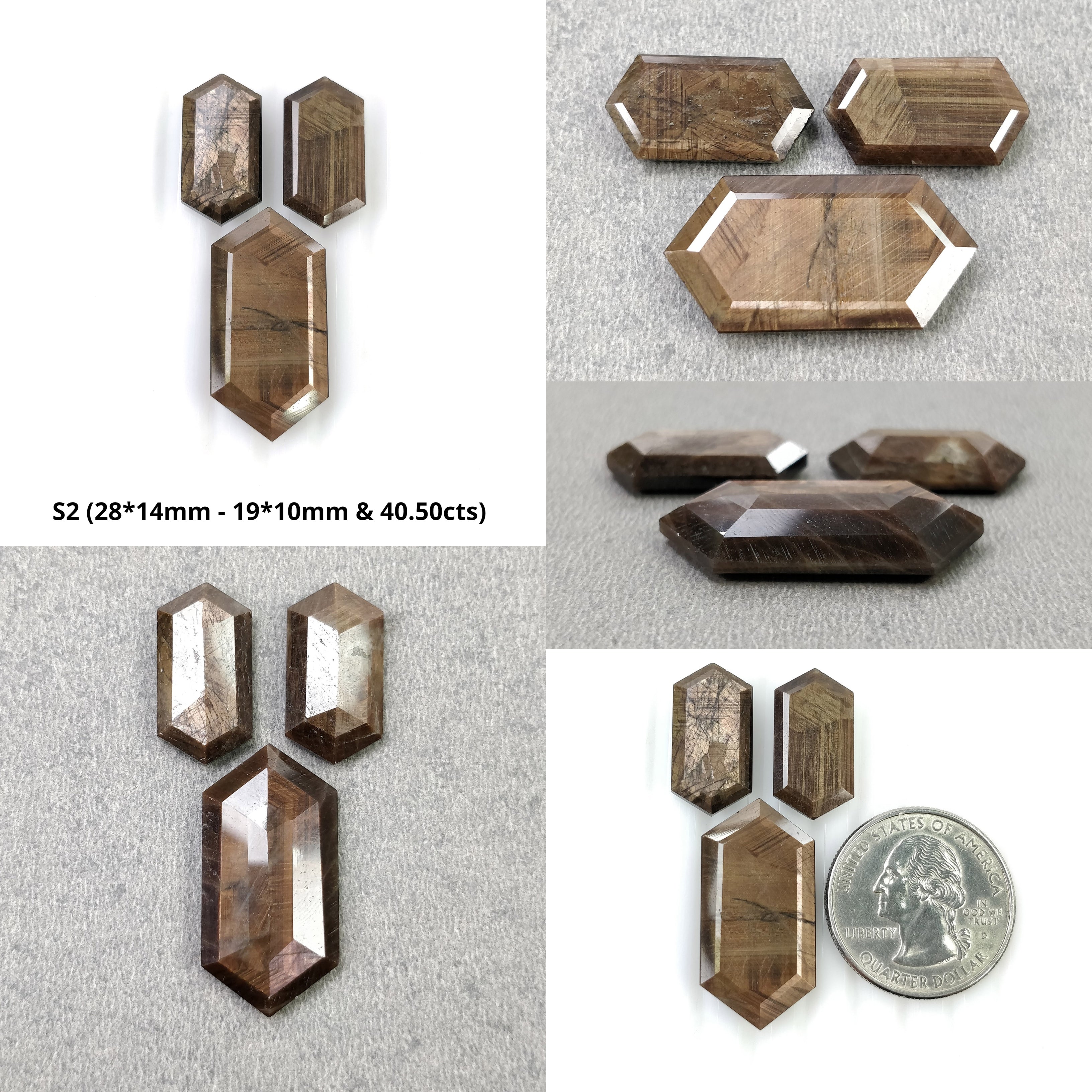 Natural Untreated Golden Brown Chocolate Sapphire Gemstone - Hexagon Shape Normal Cut (3pcs) | Jewelry Making, Engagement Rings & Unique Gift Ideas