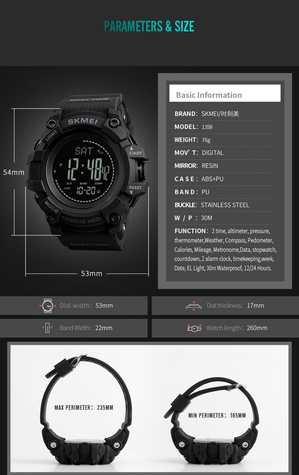 Men's Digital Sports Watch with Pedometer, Altimeter, Barometer, Compass & Thermometer - Track Steps, Calories & Weather - Perfect for Hiking, Running & Outdoor Adventures