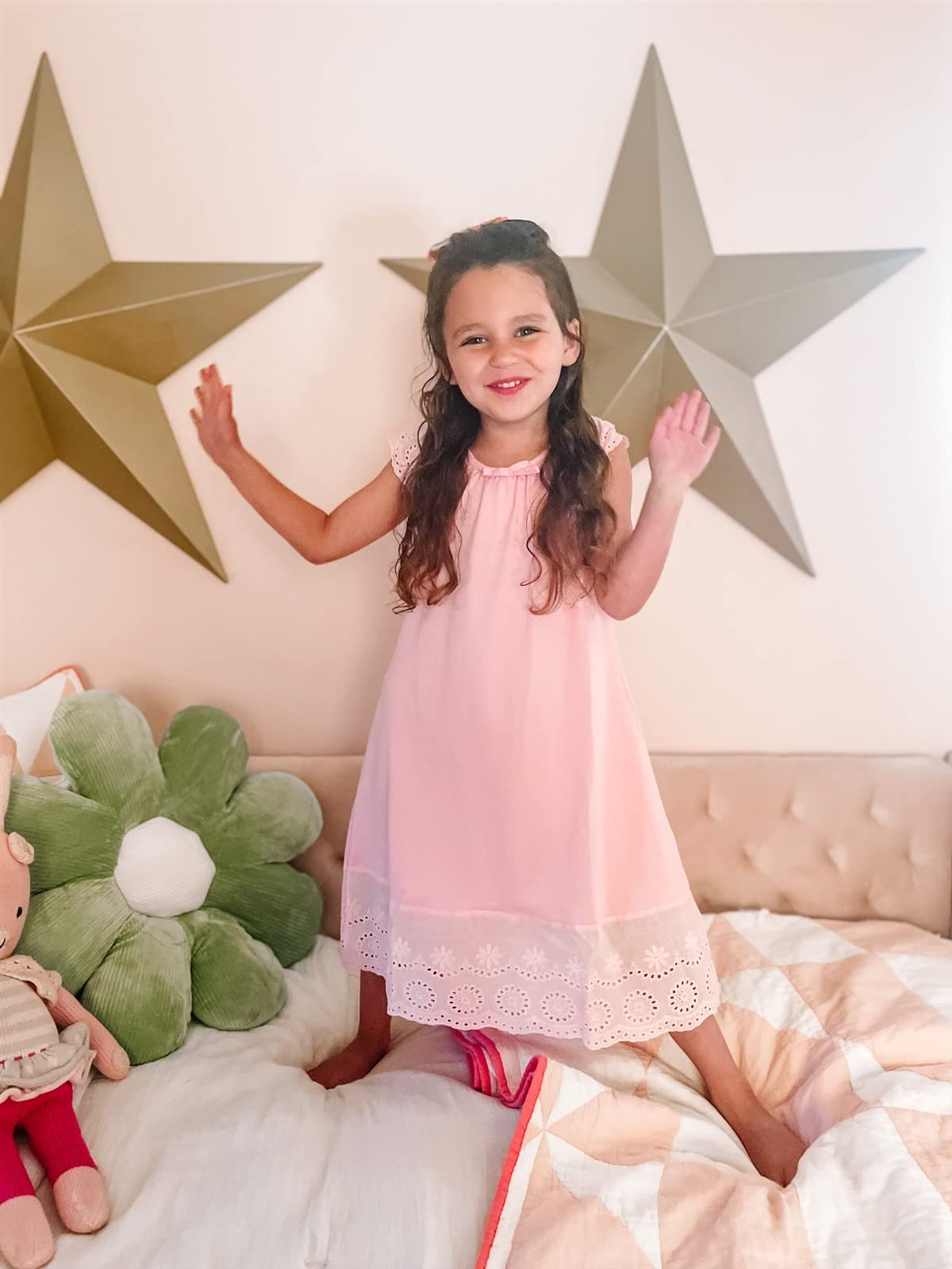 Vieille Girls Nightgowns - Cute Princess Sleepwear with Flutter Sleeves for Ages 5-12 | Soft Pajama Nightie Dress for Bedtime & Sleepovers