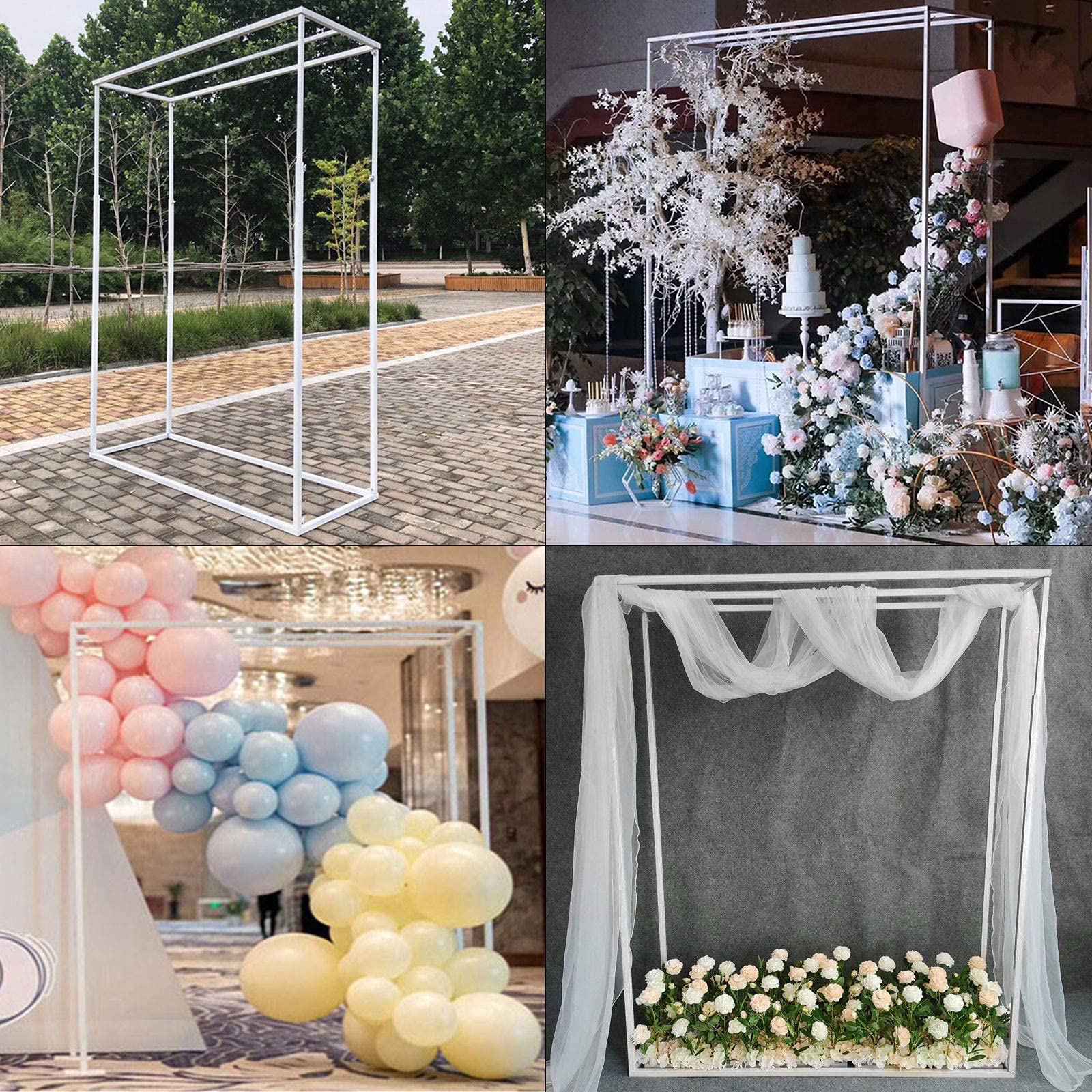 9.18ft Metal Wedding Arch Frame with Bases - Round/Square Flower Stand for Garden, Ceremony, Birthday & Graduation | Sturdy Backdrop for Outdoor Weddings, Party Decor & Photo Shoots