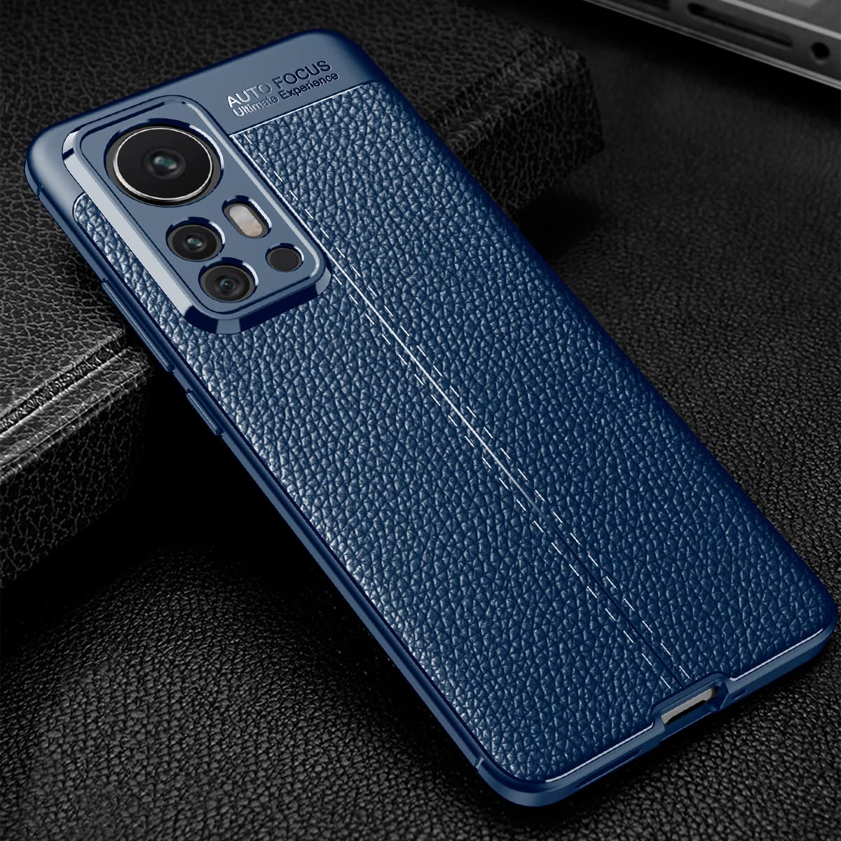 Xiaomi Mi 12 Pro Case (2022) - Premium Carbon Fiber Texture Shockproof & Scratch-Resistant Protective Cover | Leather Blue | Perfect for Daily Use, Travel & Work Protection