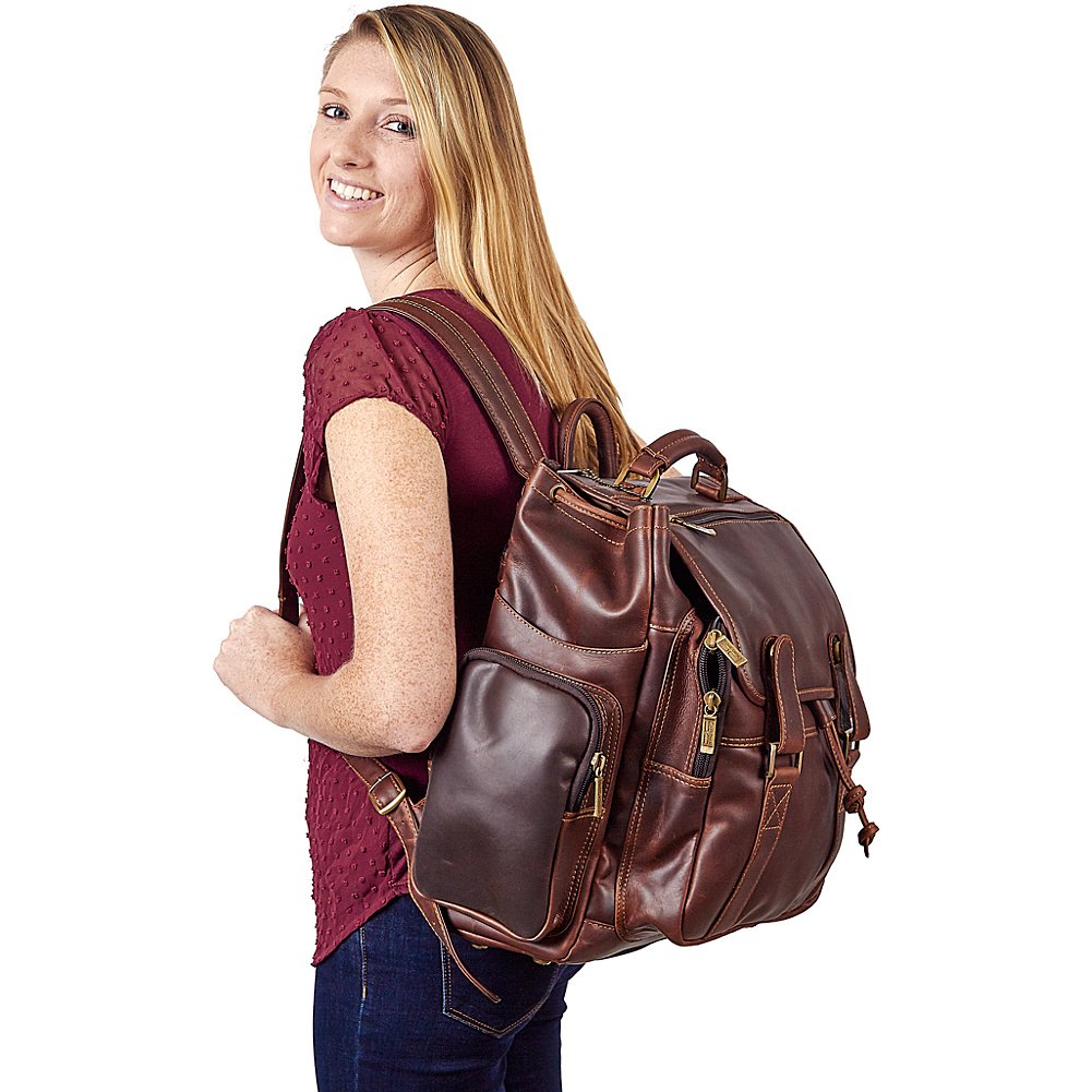 Claire Chase Legendary Jumbo Backpack - Large Capacity Travel Backpack for Women & Men, Dark Brown, Durable Waterproof Hiking Backpack for College, Work, Outdoor Adventures