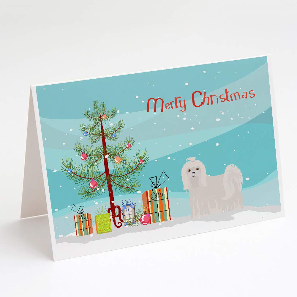 Premium Maltese Christmas Tree Greeting Cards - Pack of 8 Blank A7 Cards (5x7 inches) with Envelopes | Whimsical Holiday Note Cards for Christmas Wishes, Party Invitations & Festive Correspondence
