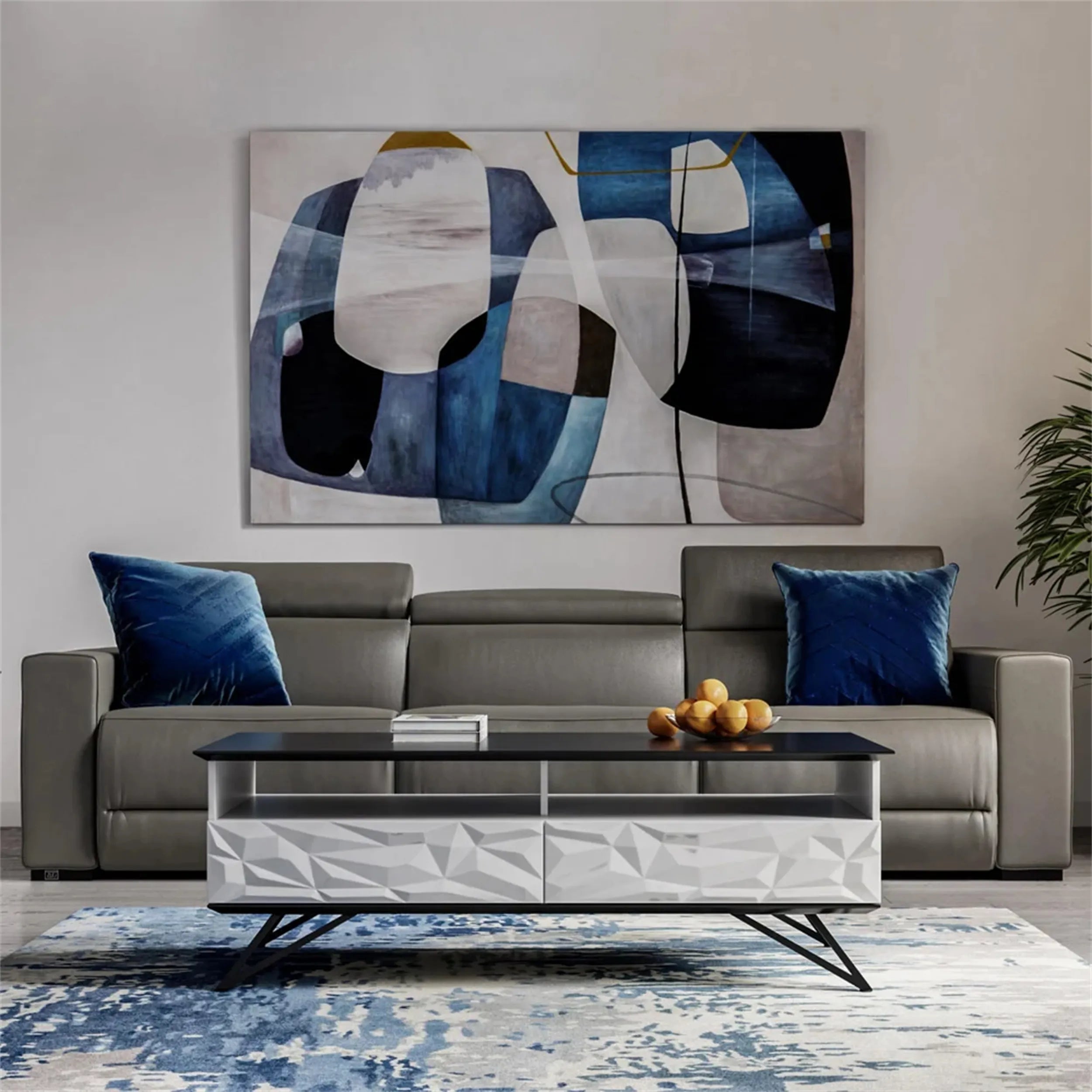 Abstract Blue & Green Canvas Wall Art Set of 2 - Modern Home Decor for Living Room, Bedroom & Office | BG077