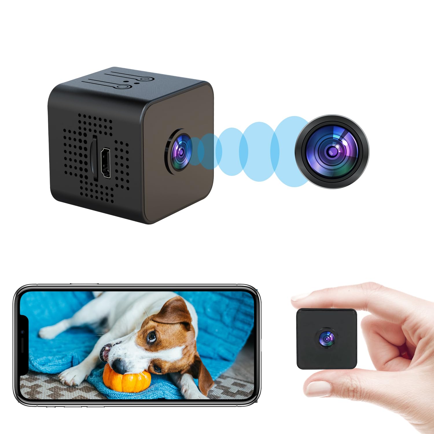 Mini Spy Camera - Full HD Hidden Surveillance Camera with Night Vision & WiFi - Indoor/Outdoor Nanny Cam for Home Security, Pet Monitoring & Baby Care - Works with Mobile App for Remote Viewing